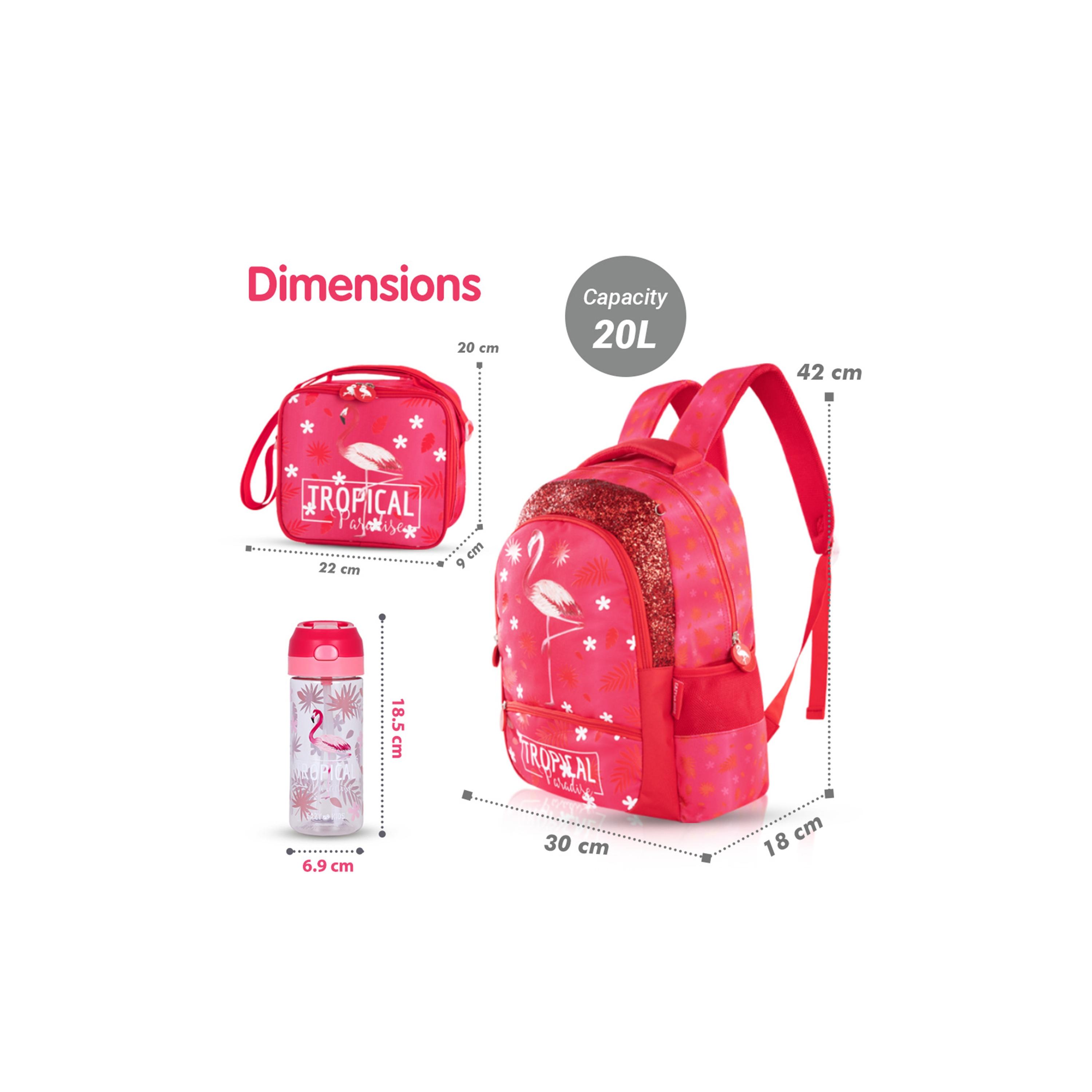 Eazy Kids Set of 4 Tropical Trolley School Bag Set -  Pink - 17 Inch-school-bagsandbackpacks-sets-image-10