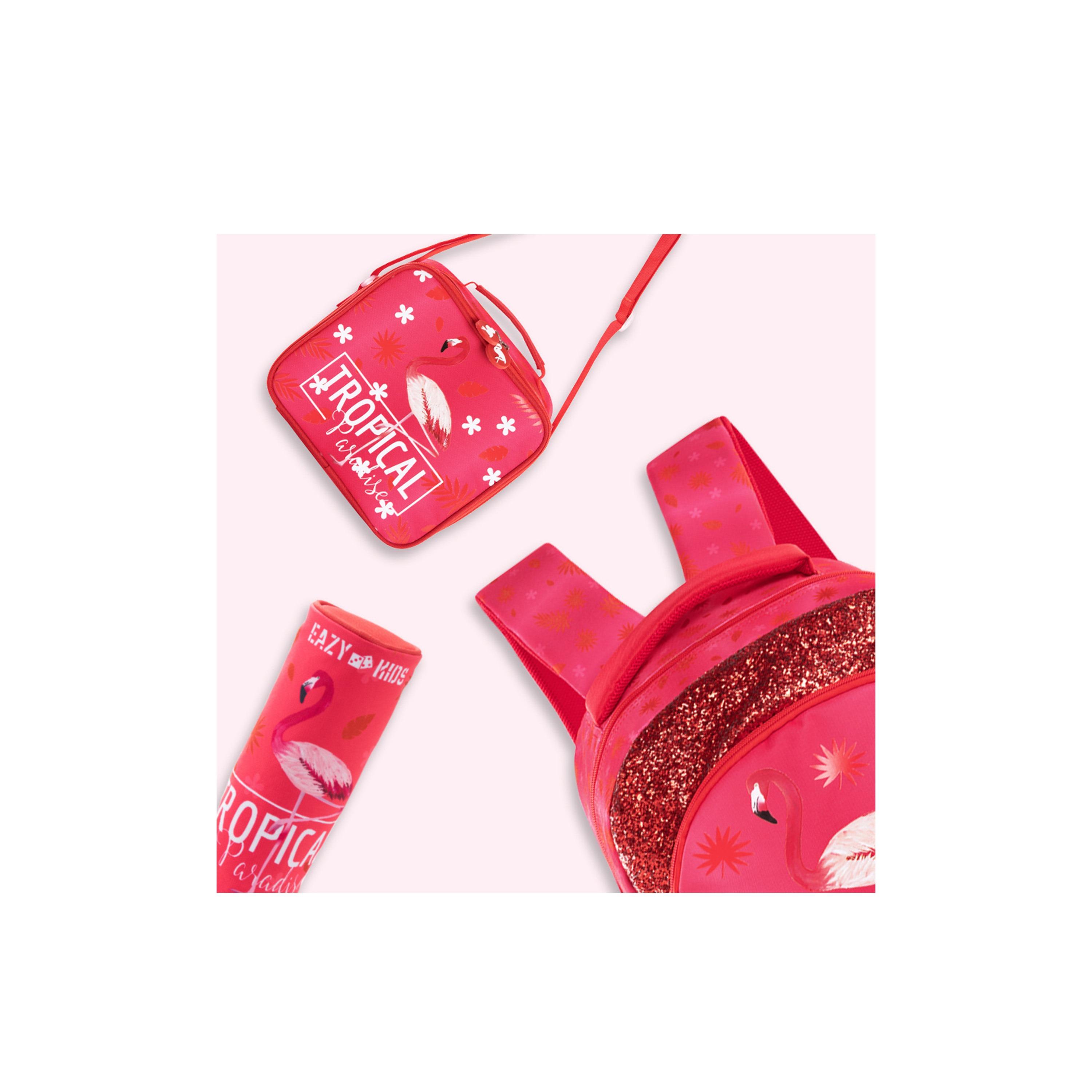 Eazy Kids Set of 4 Tropical Trolley School Bag Set -  Pink - 17 Inch-school-bagsandbackpacks-sets-image-12