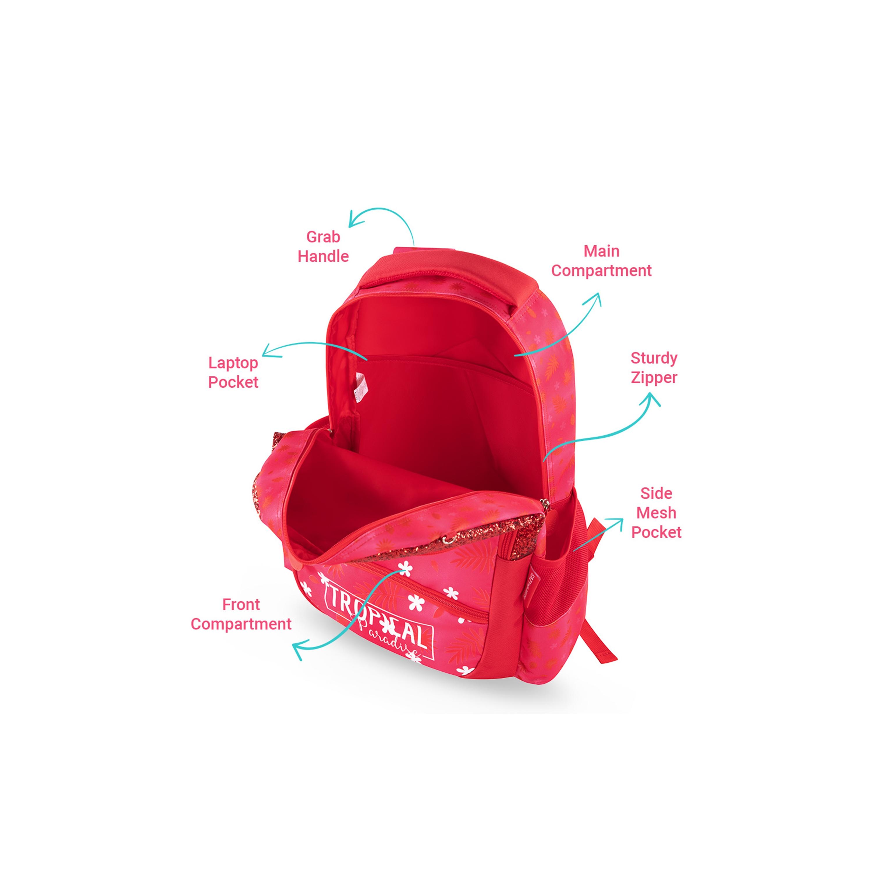 Eazy Kids Set of 4 Tropical Trolley School Bag Set -  Pink - 17 Inch-school-bagsandbackpacks-sets-image-17