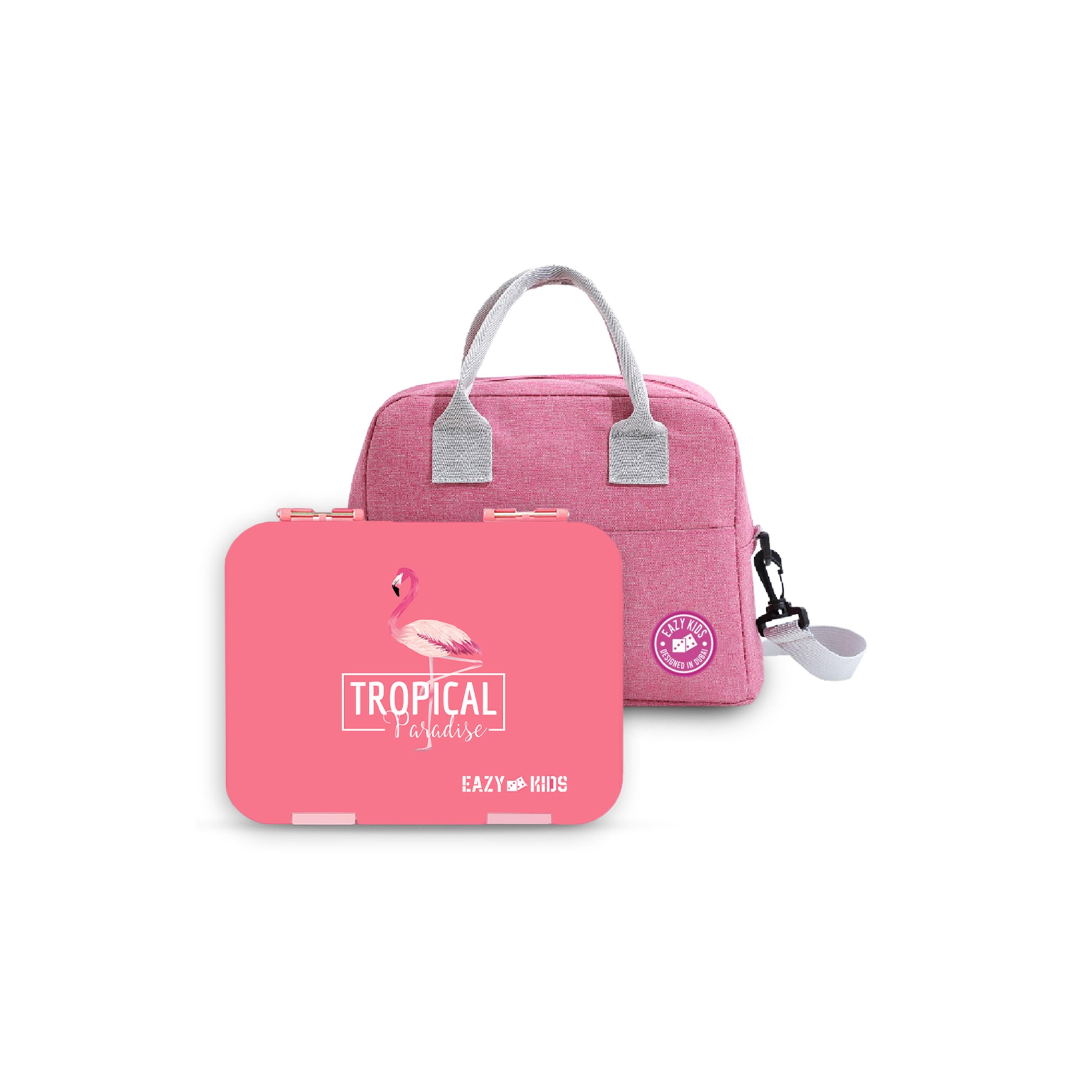 مجموعة صندوق غداء بينتو قابل للتحويل 6 و4 من إيزي كيدز - استوائي - وردي-school-lunchessentials-lunchboxes-image-16