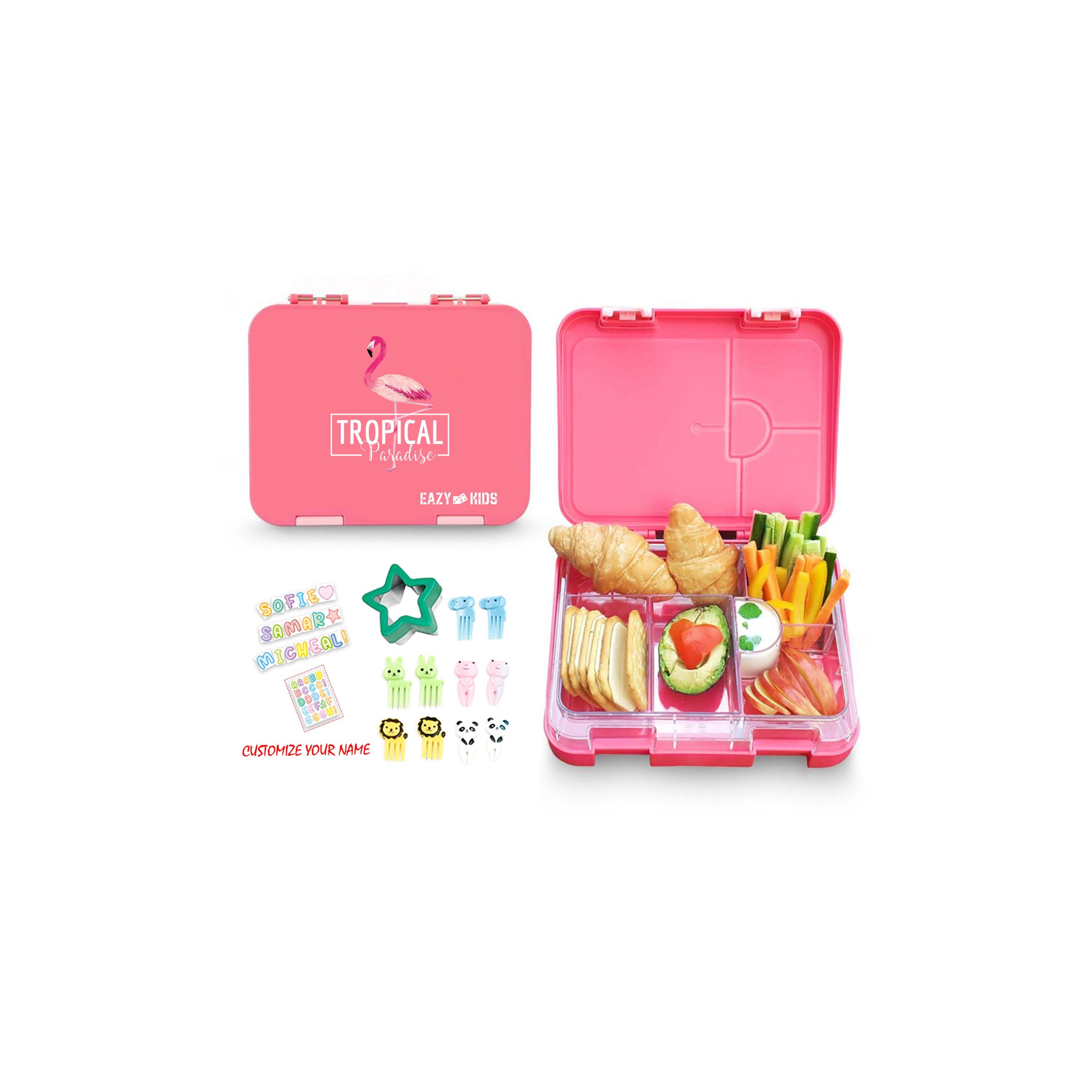 مجموعة صندوق غداء بينتو قابل للتحويل 6 و4 من إيزي كيدز - استوائي - وردي-school-lunchessentials-lunchboxes-image-9