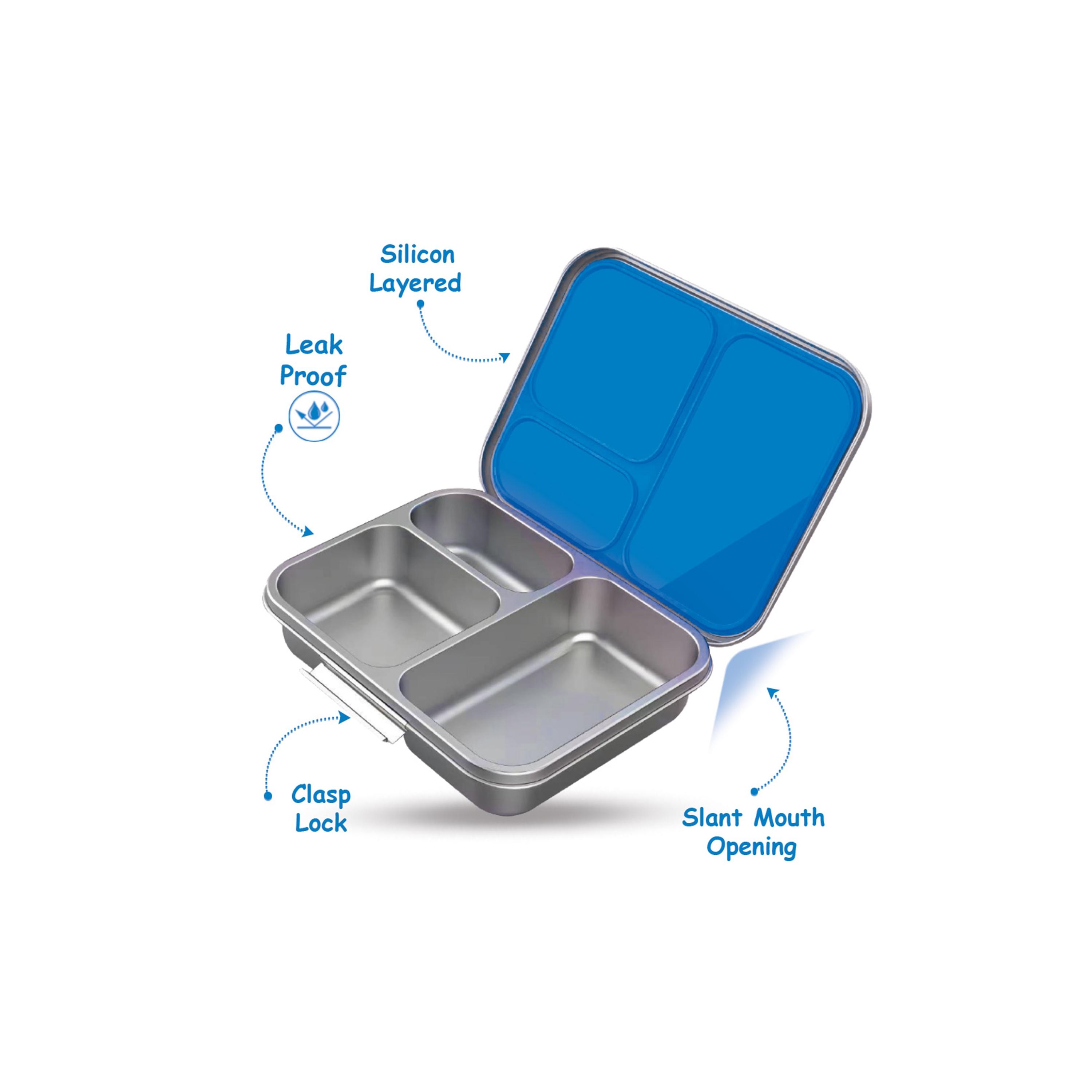 صندوق غداء بينتو من الستانلس ستيل 3 أقسام مع زجاجة ماء من إيزي كيدز - 530 مل-school-lunchessentials-lunchboxes-image-6