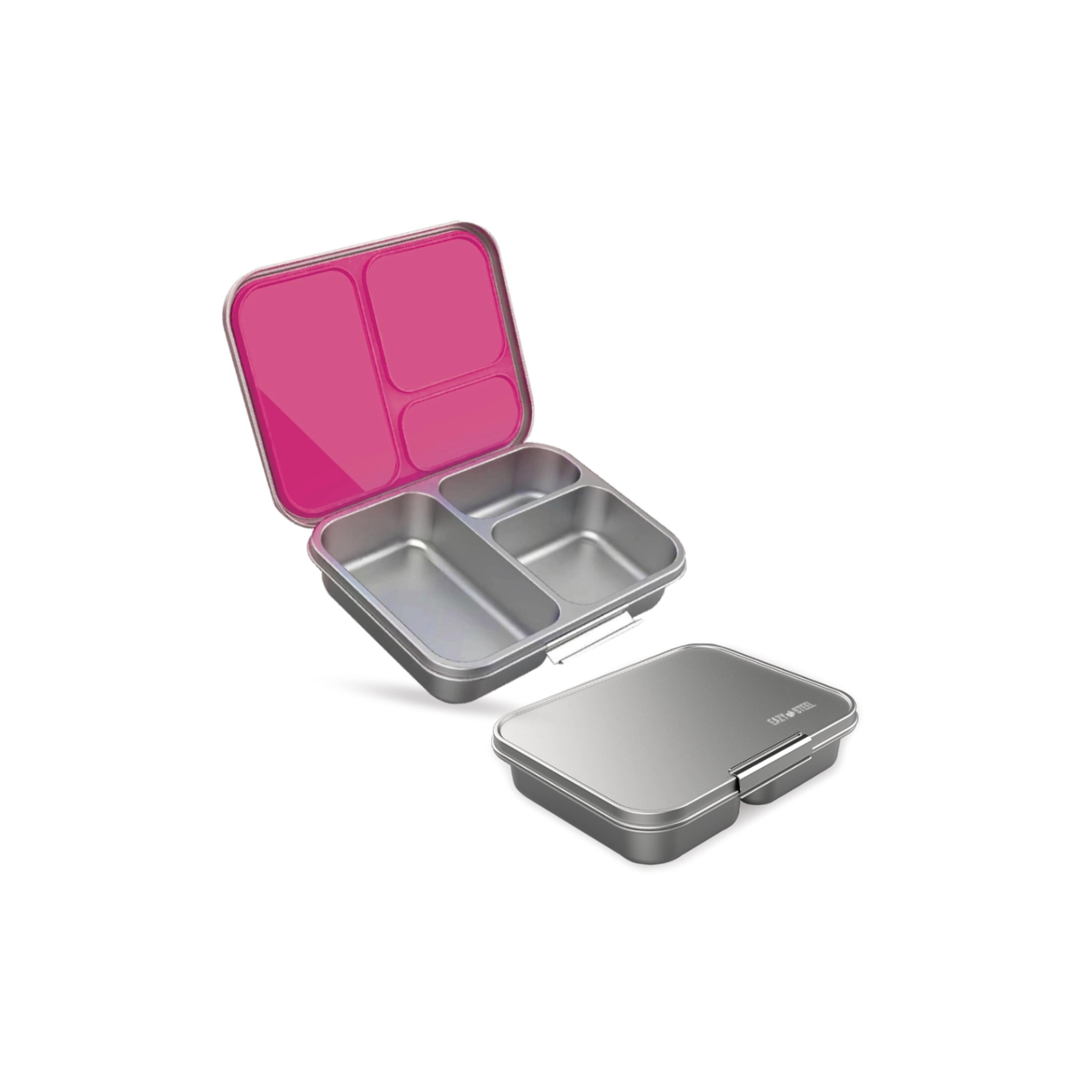 صندوق غداء بينتو من الستانلس ستيل 3 أقسام مع زجاجة ماء من إيزي كيدز - 530 مل-school-lunchessentials-lunchboxes-image-3