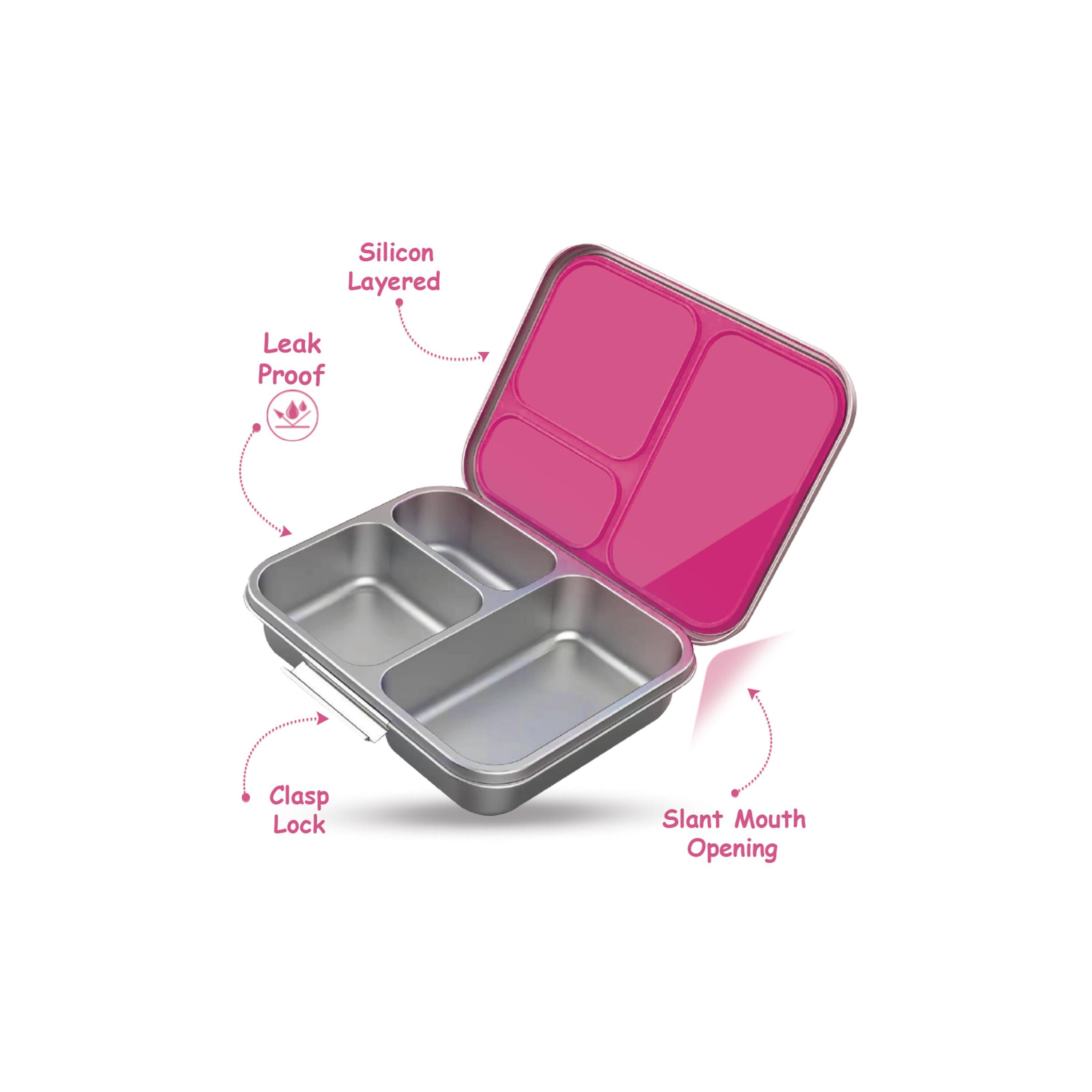 صندوق غداء بينتو من الستانلس ستيل 3 أقسام مع زجاجة ماء من إيزي كيدز - 530 مل-school-lunchessentials-lunchboxes-image-6