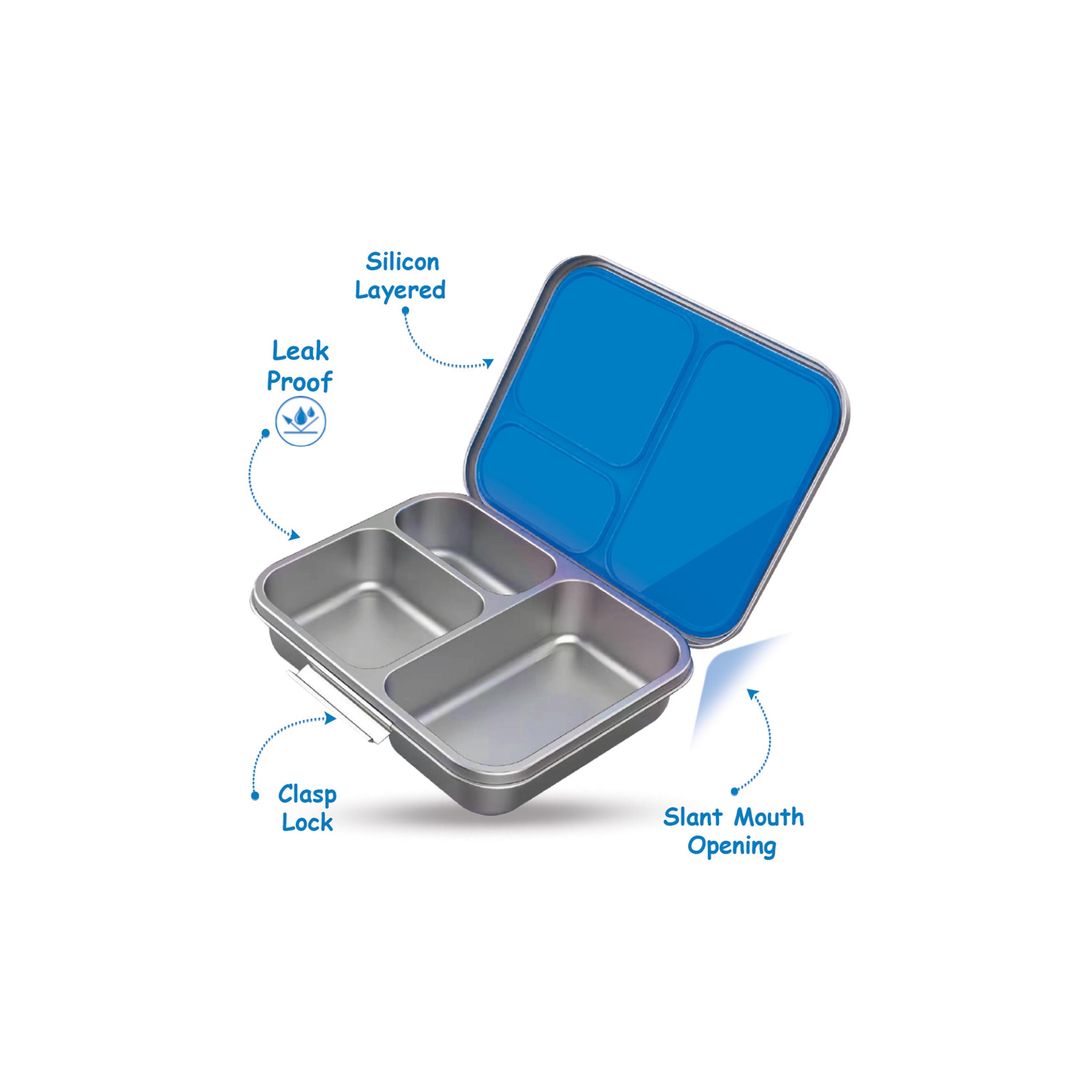 صندوق غداء بينتو من الستانلس ستيل 3 أقسام مع زجاجة ماء من إيزي كيدز - 530 مل-school-lunchessentials-lunchboxes-image-5