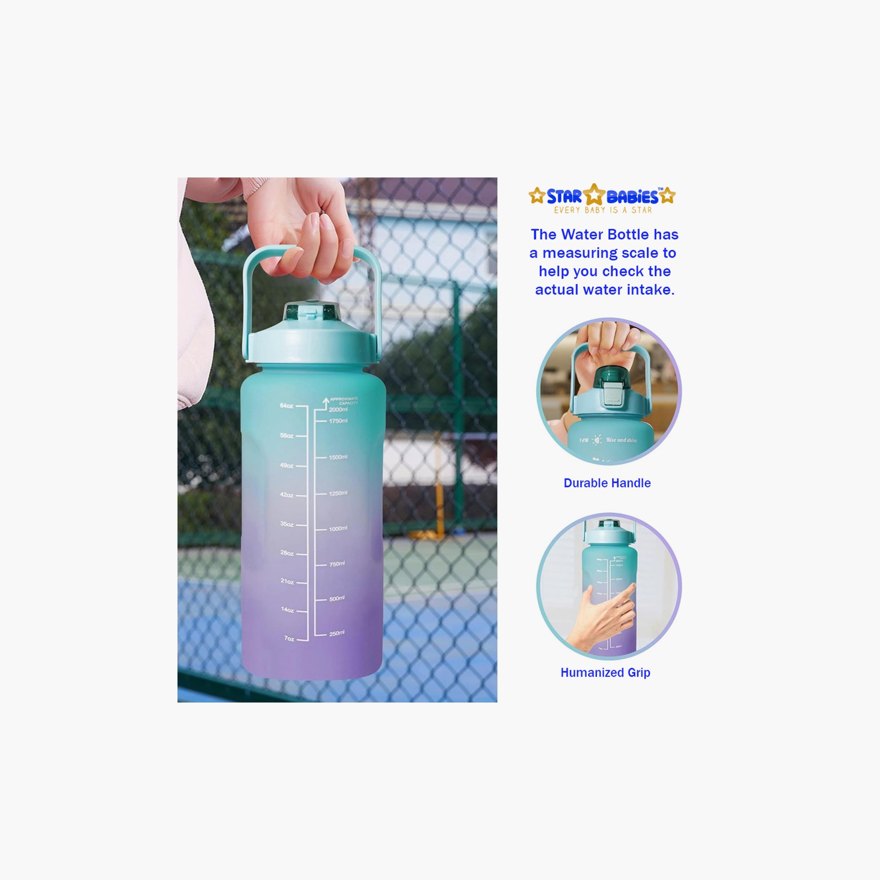 Star Babies Motivational Time Marker Leakproof BPA Free Water Bottle with Straw - 2000 ml-school-waterbottles-image-4