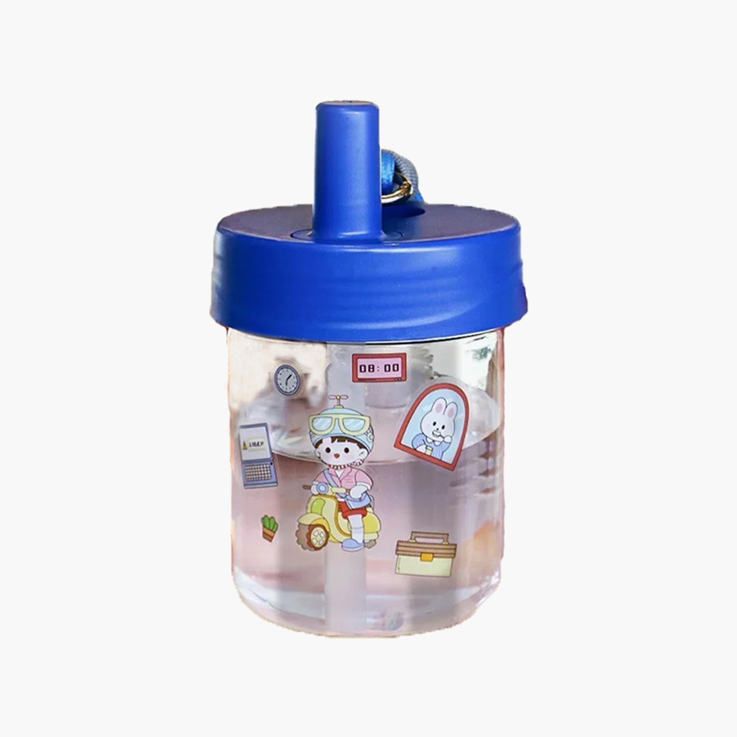 زجاجة مياه بماصة مطبوعة خالية من مادة BFA مع حزام للإمساك من ستار بيبيز - 550 مل-school-waterbottles-image-5