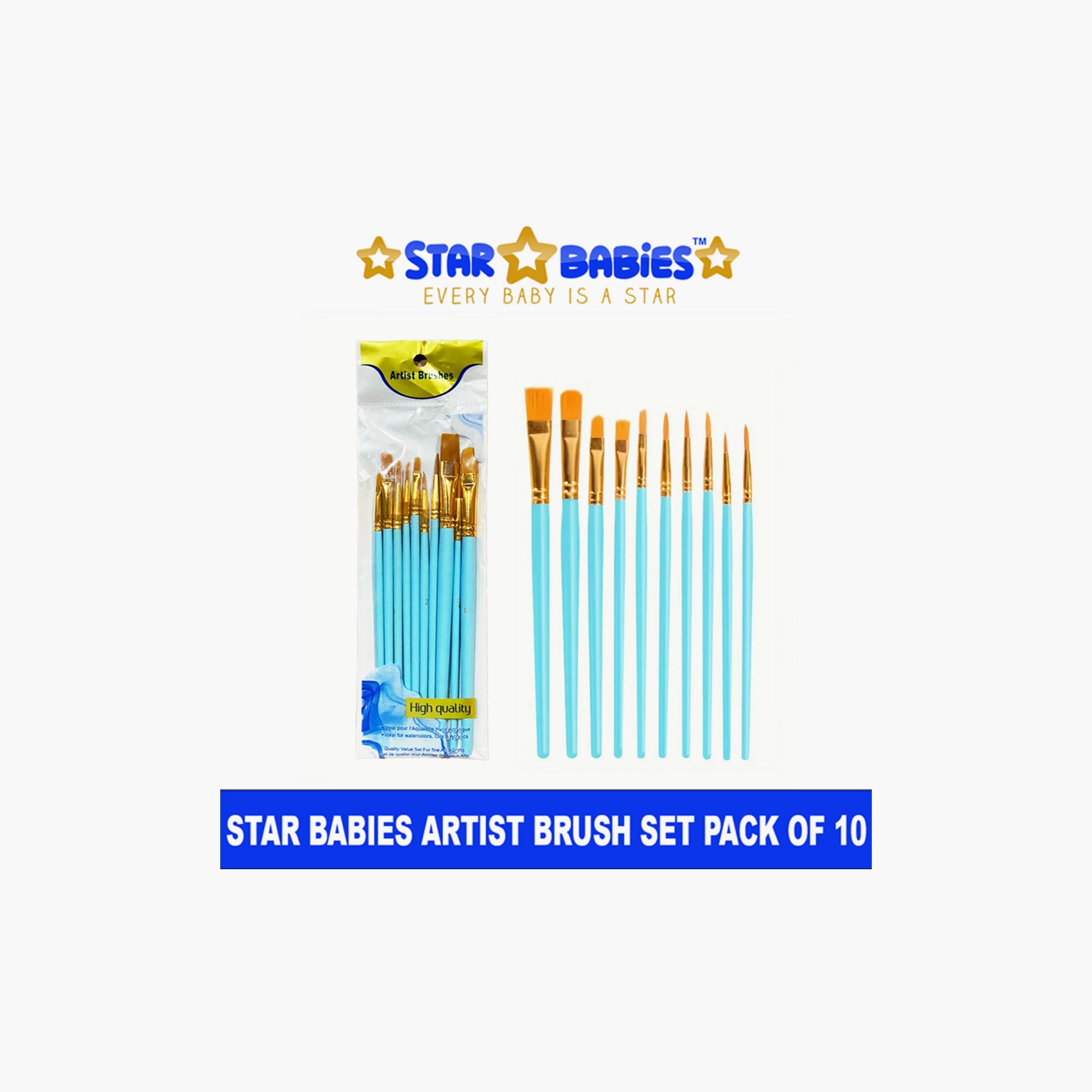 Star Babies 10-Piece Easy Clean Paint Brushes - Blue-school-artsandcrafts-image-2