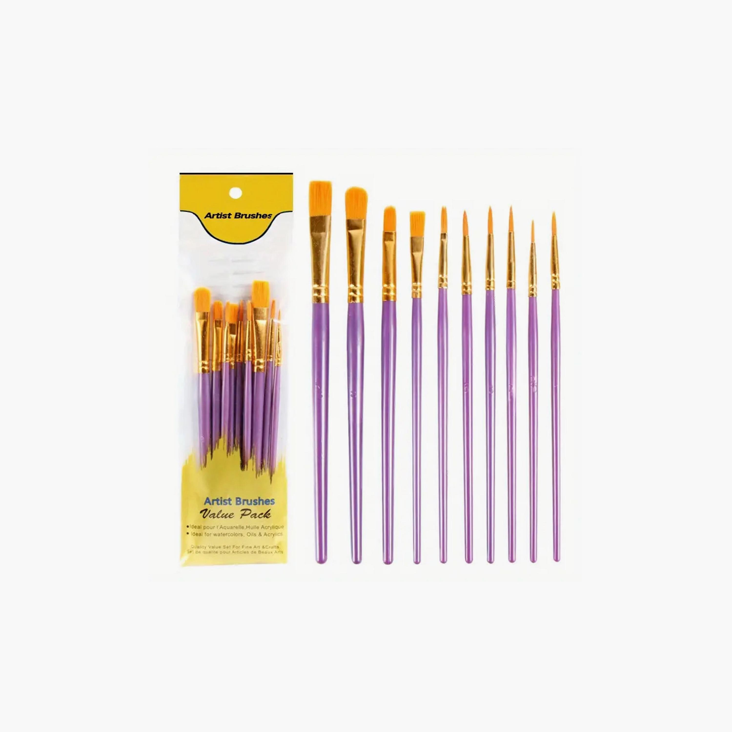 Star Babies 10-Piece Easy Clean Paint Brushes - Purple-school-artsandcrafts-image-1