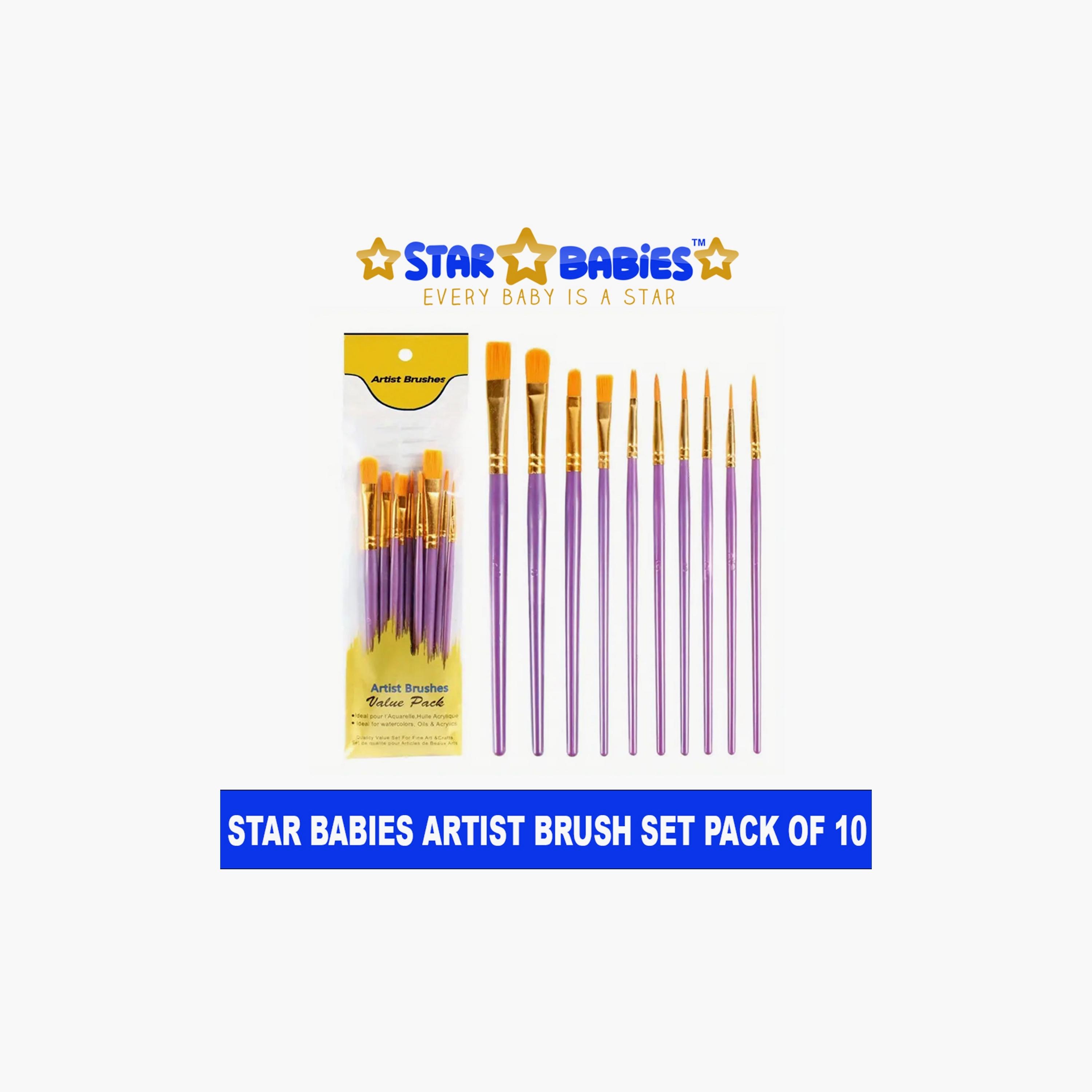 Star Babies 10-Piece Easy Clean Paint Brushes - Purple-school-artsandcrafts-image-2