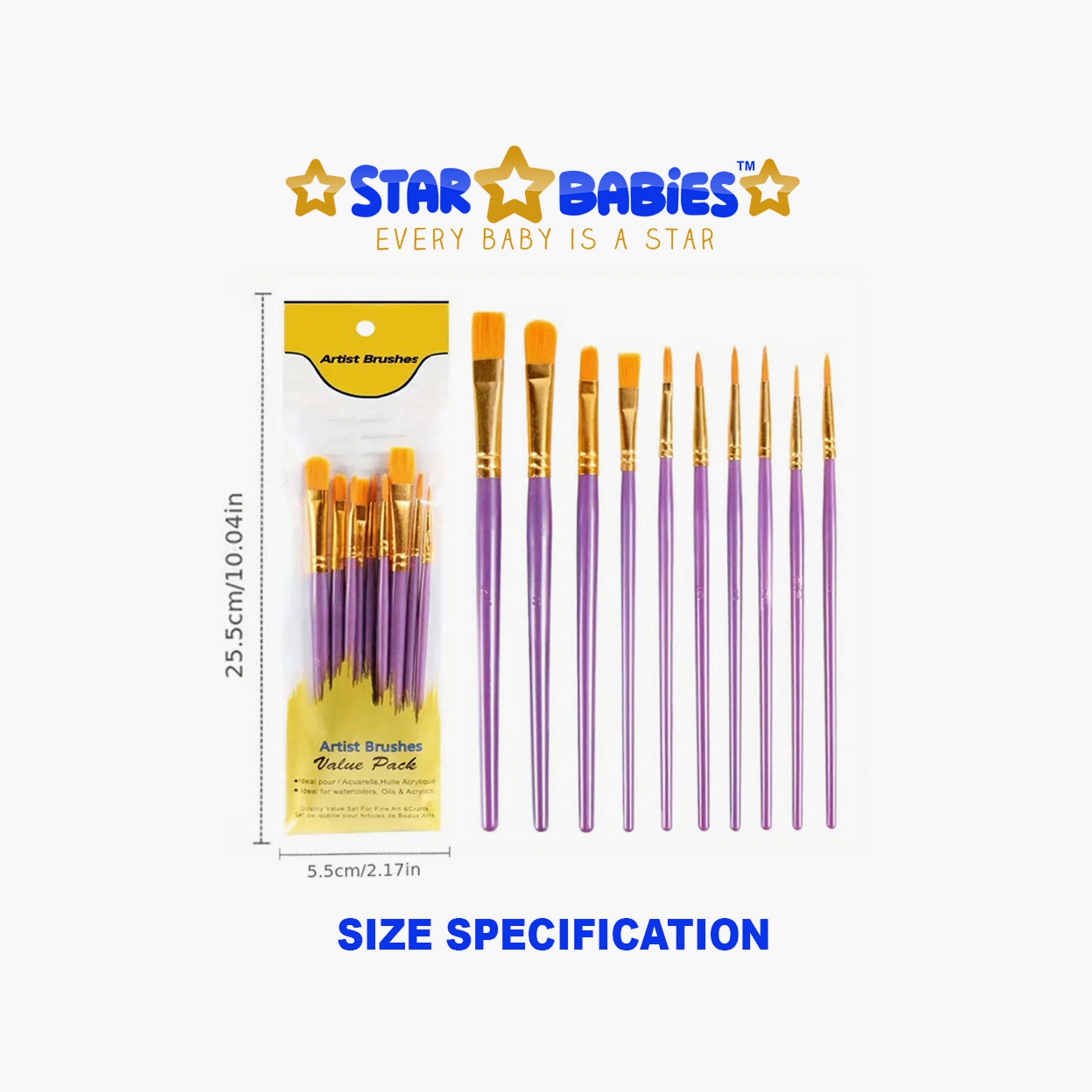 Star Babies 10-Piece Easy Clean Paint Brushes - Purple-school-artsandcrafts-image-3