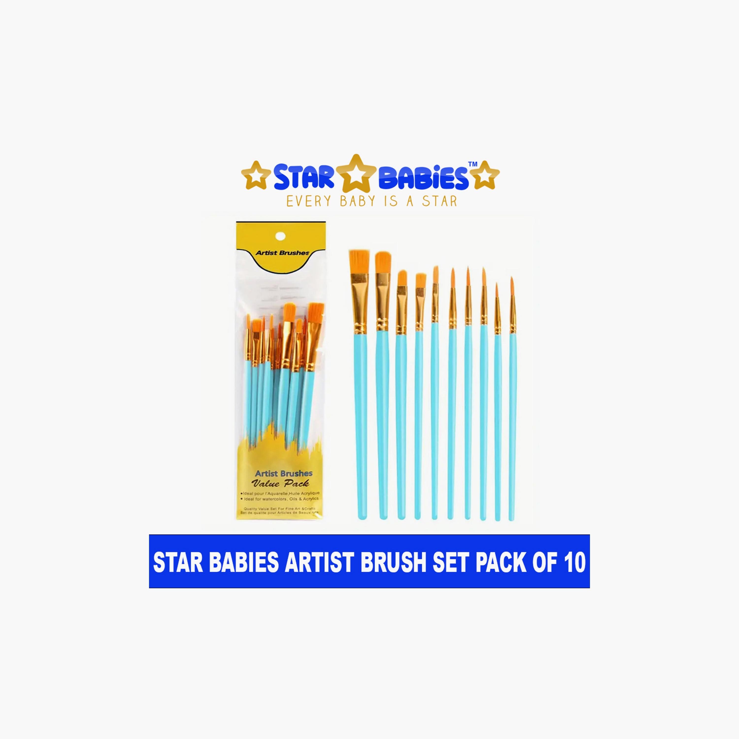 Star Babies 10-Piece Easy Clean Paint Brushes - Blue-school-artsandcrafts-image-2