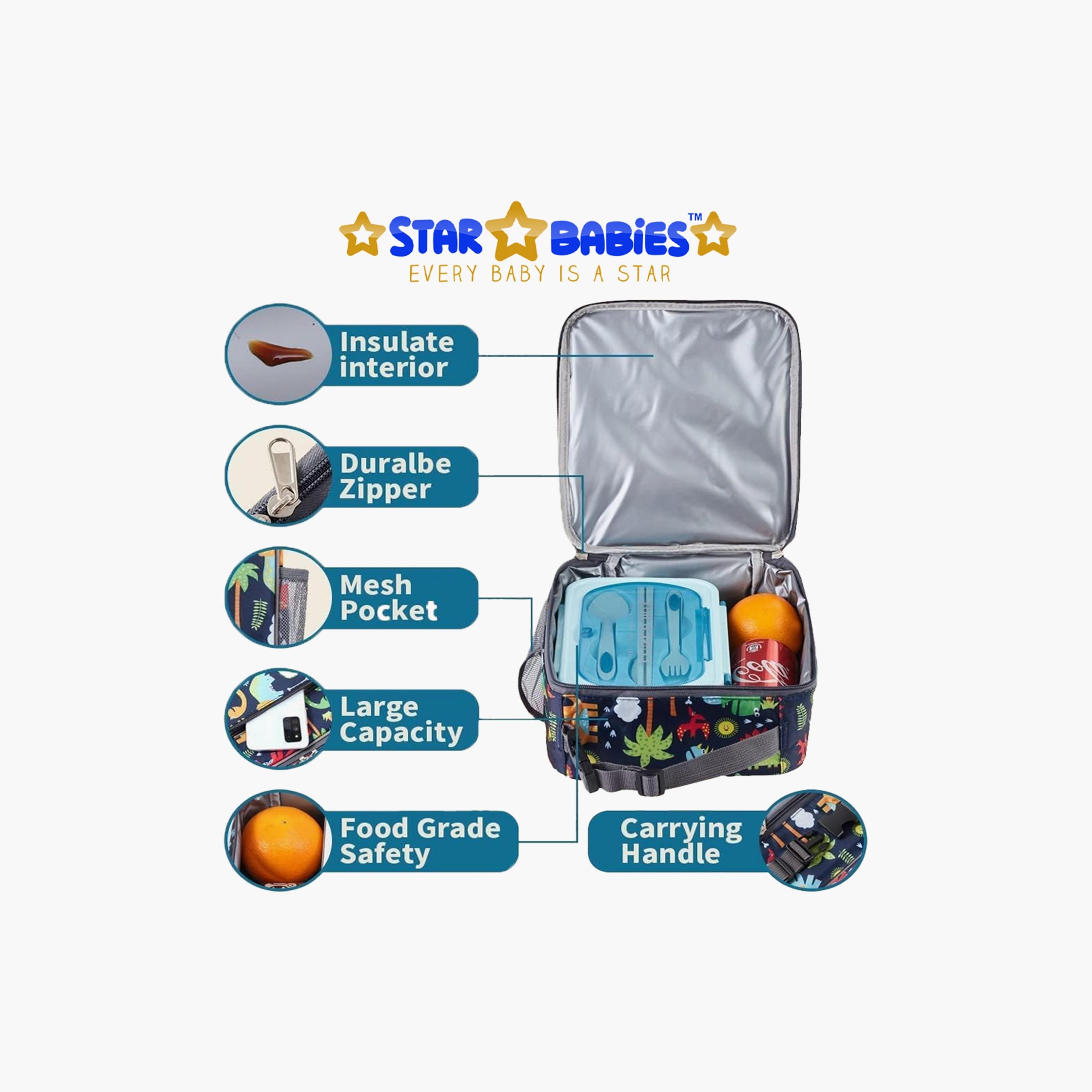 حقيبة غداء معزولة بطبعة دينو من ستار بيبيز - أزرق-school-lunchessentials-lunchbags-image-2