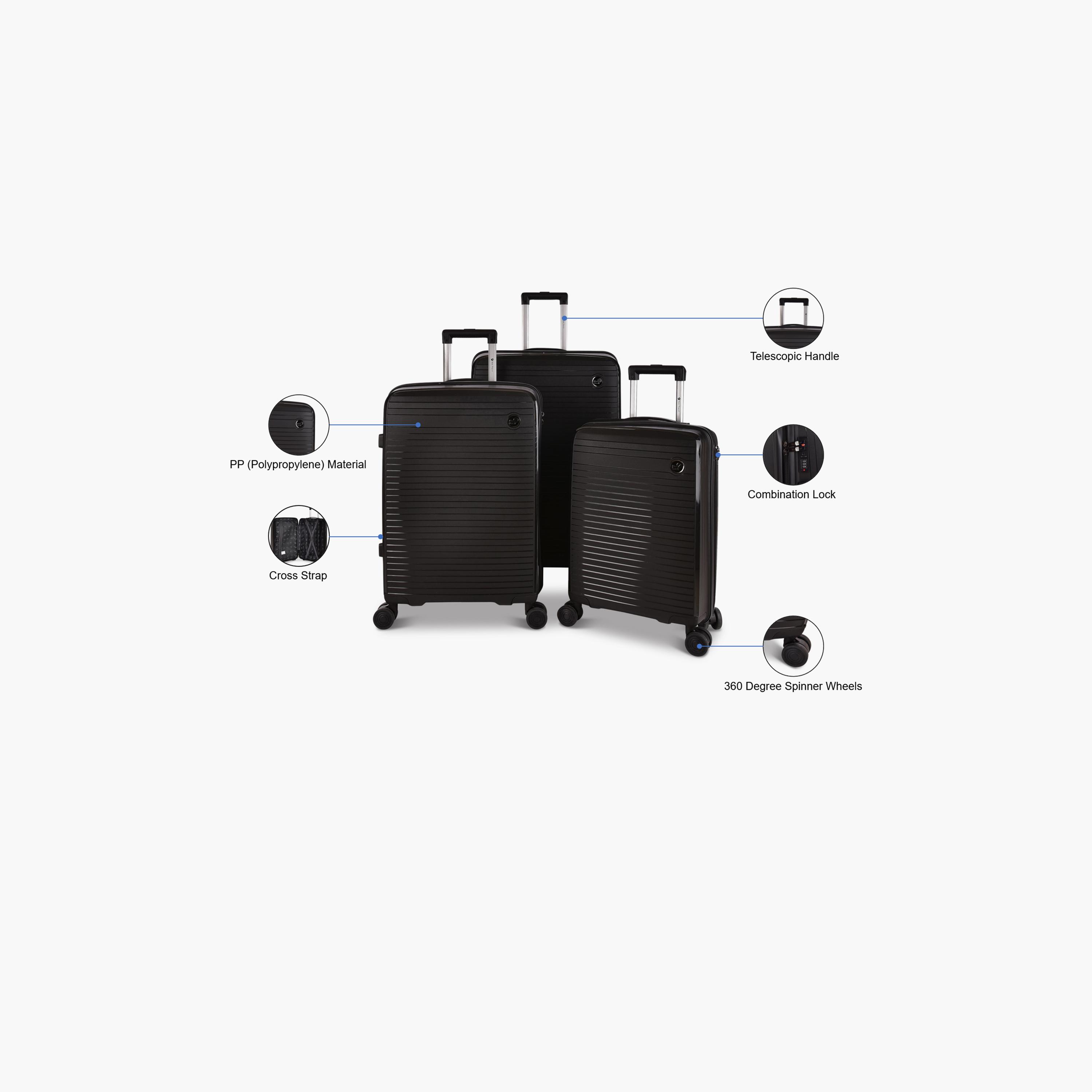 New Travel Set of 3 Polypropylene Hardcase 4-Wheeler Spinner Trolley Bag with Combination Lock | 166/3P-travel-luggagesandbags-luggage-image-5