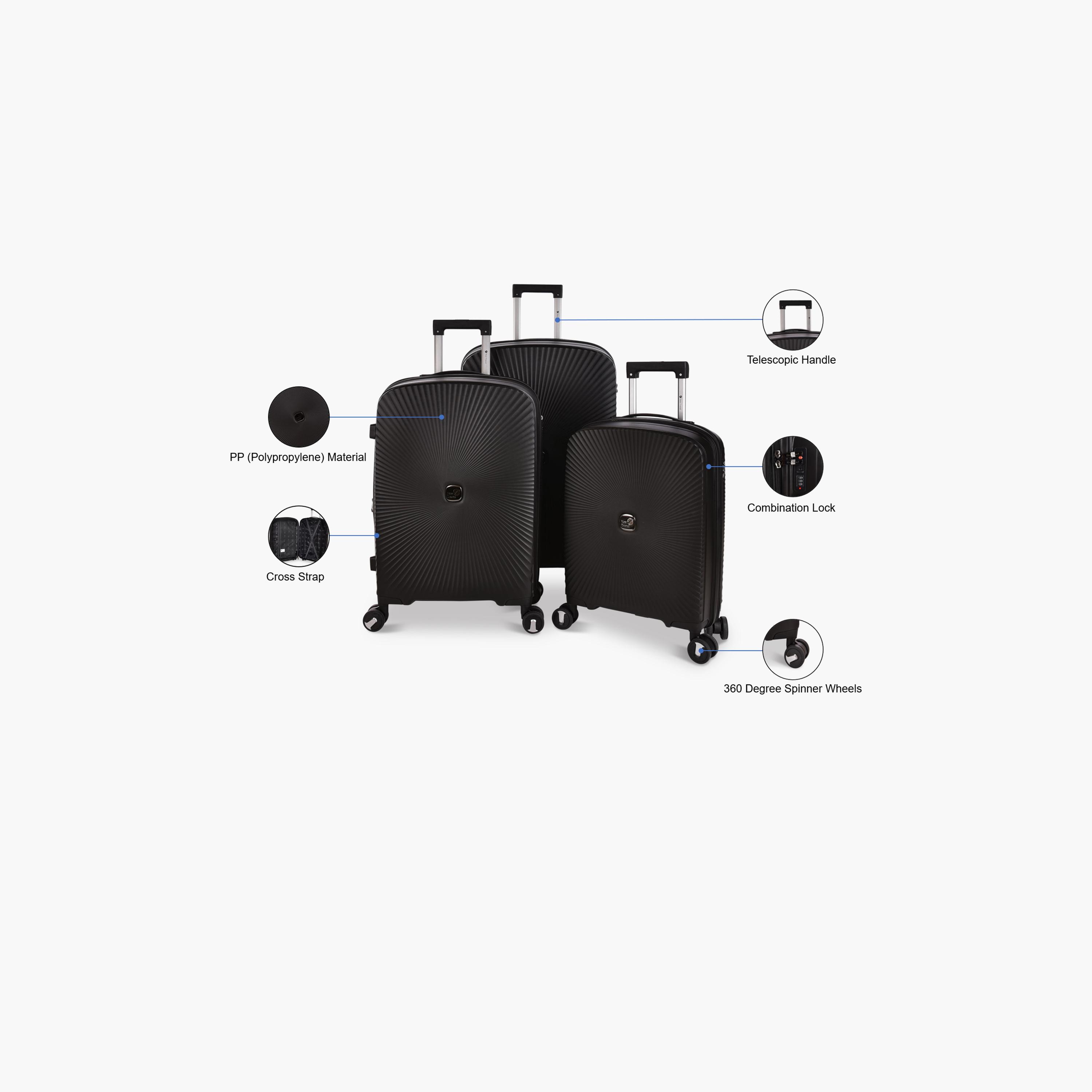 New Travel Set of 3 Polypropylene Hardcase 4-Wheeler Spinner Trolley Bag with Combination Lock | 168/3P-travel-luggagesandbags-luggage-image-5