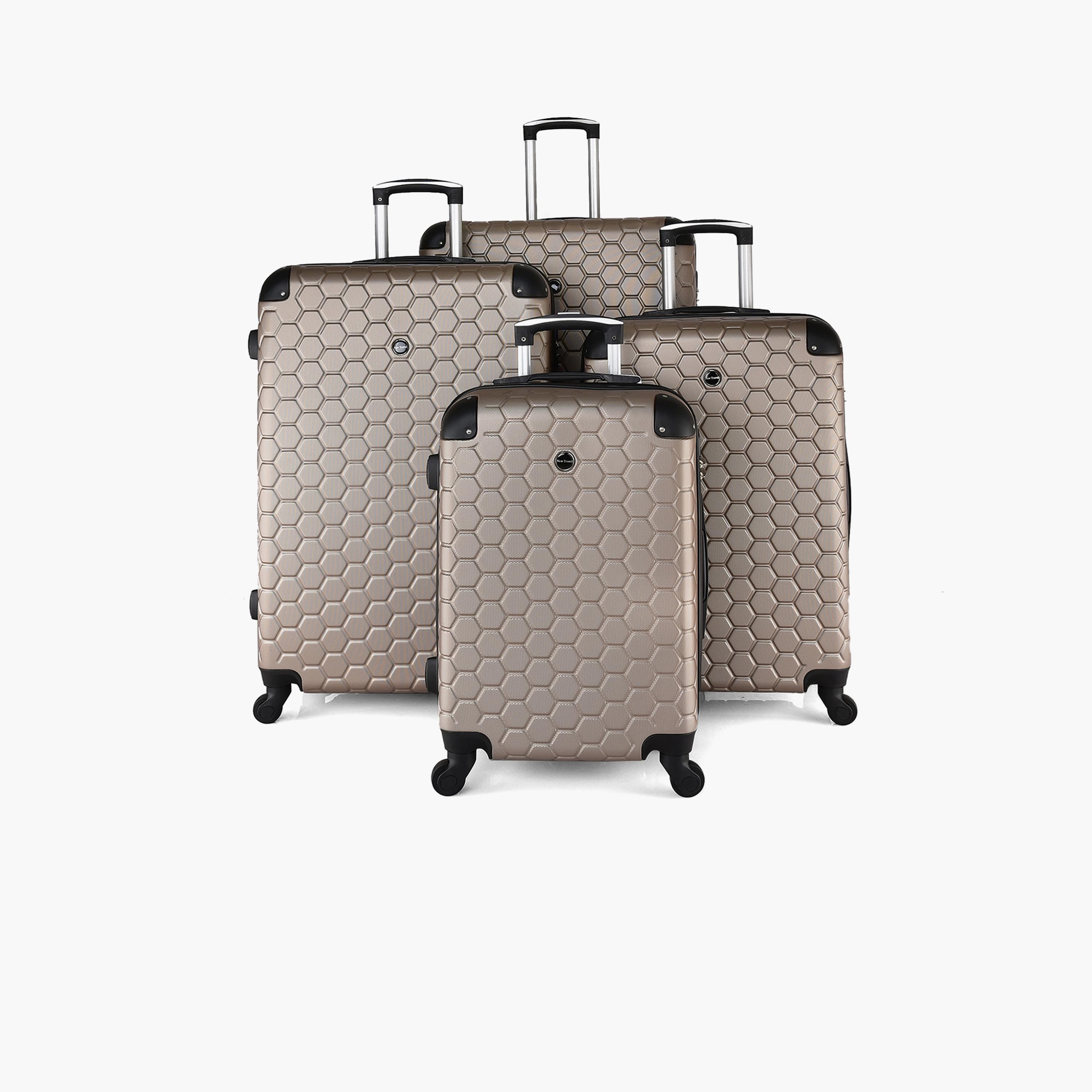 New Travel Set of 4 ABS Hardcase 4-Wheeler Spinner Trolley Bag with Combination Lock | 852/4P-travel-luggagesandbags-luggage-image-1