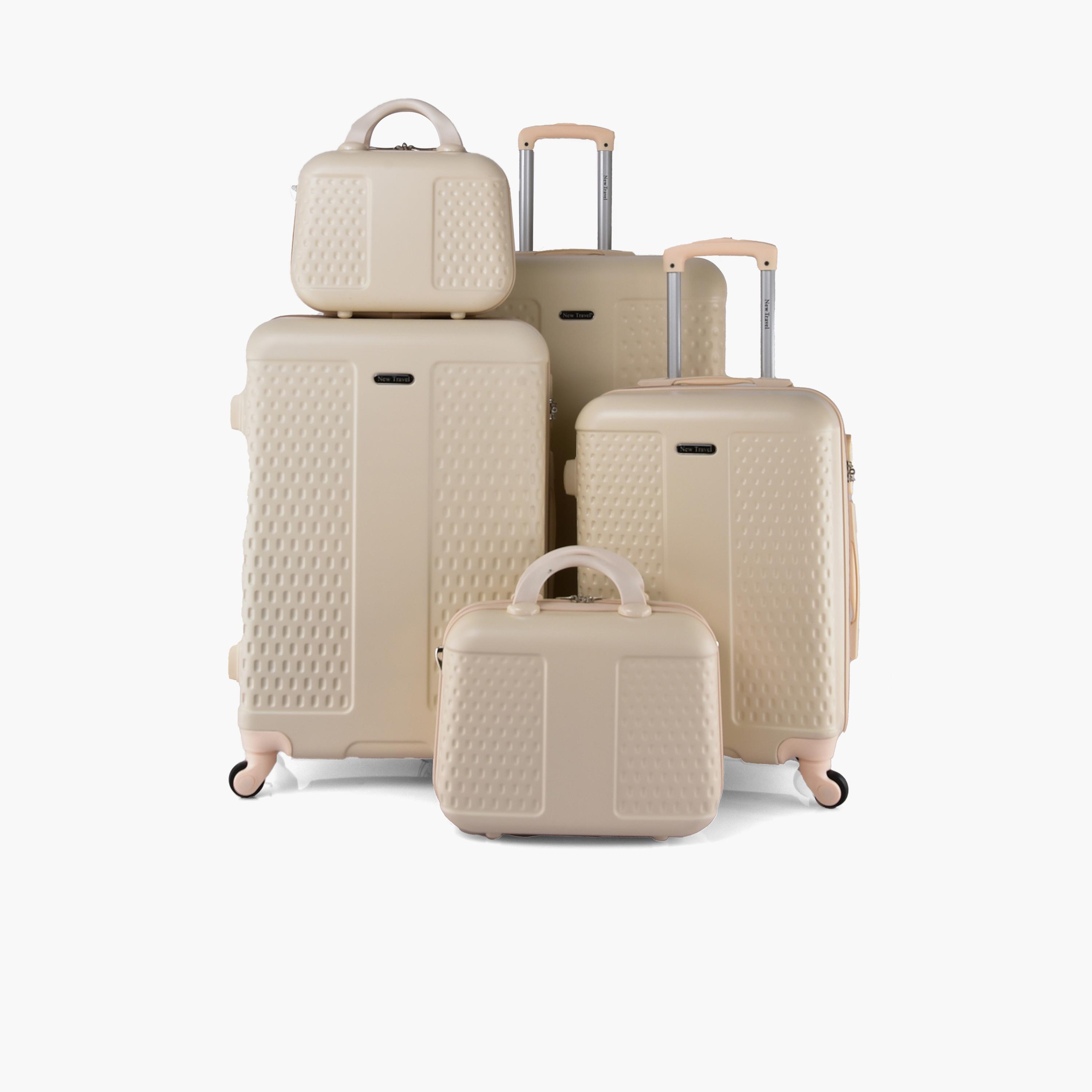New Travel Set of 5 ABS Hardcase 4-Wheeler Spinner Trolley Bag with Combination Lock | CS005/5P-travel-luggagesandbags-luggage-image-1