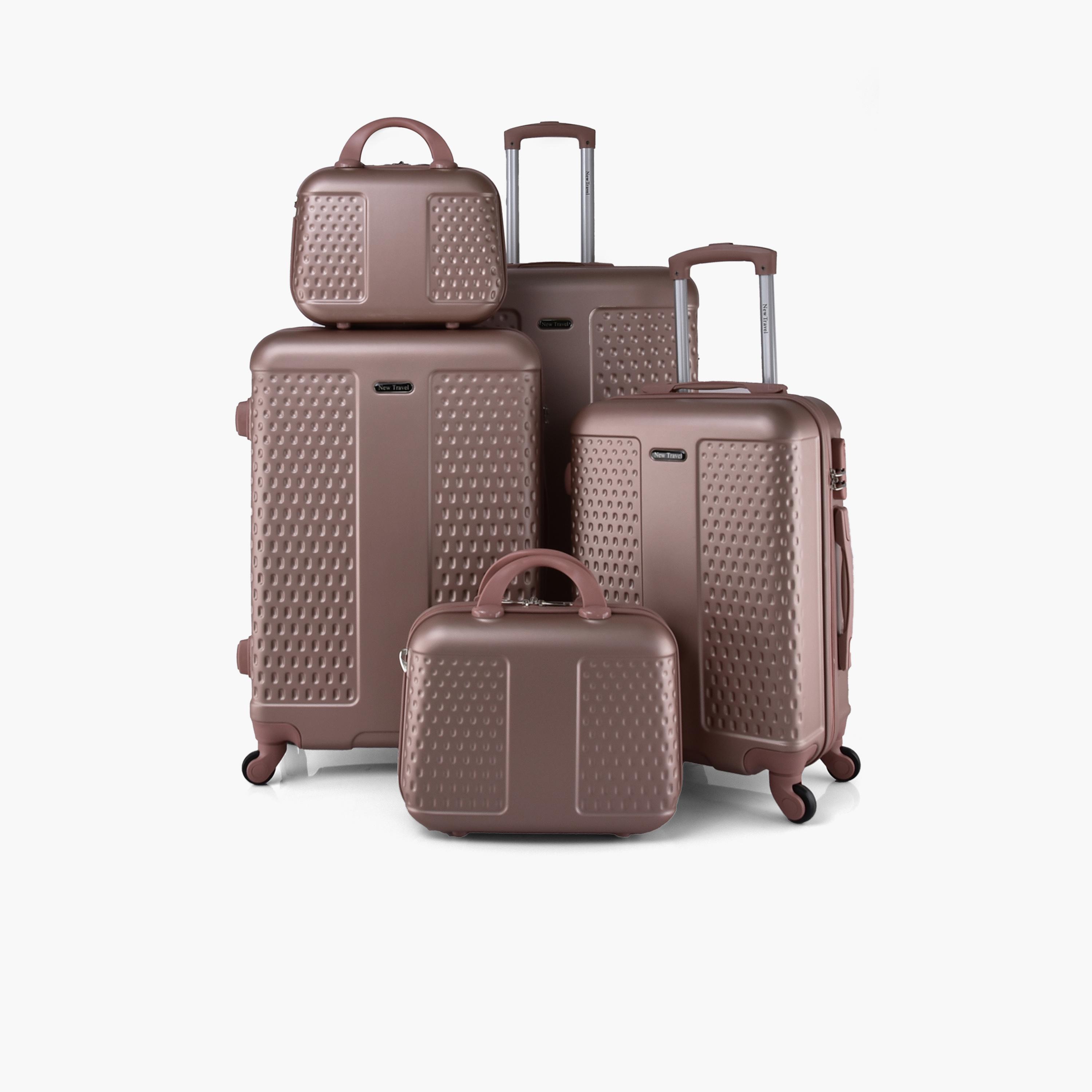 New Travel Set of 5 ABS Hardcase 4-Wheeler Spinner Trolley Bag with Combination Lock | CS005/5P-travel-luggagesandbags-luggage-image-1