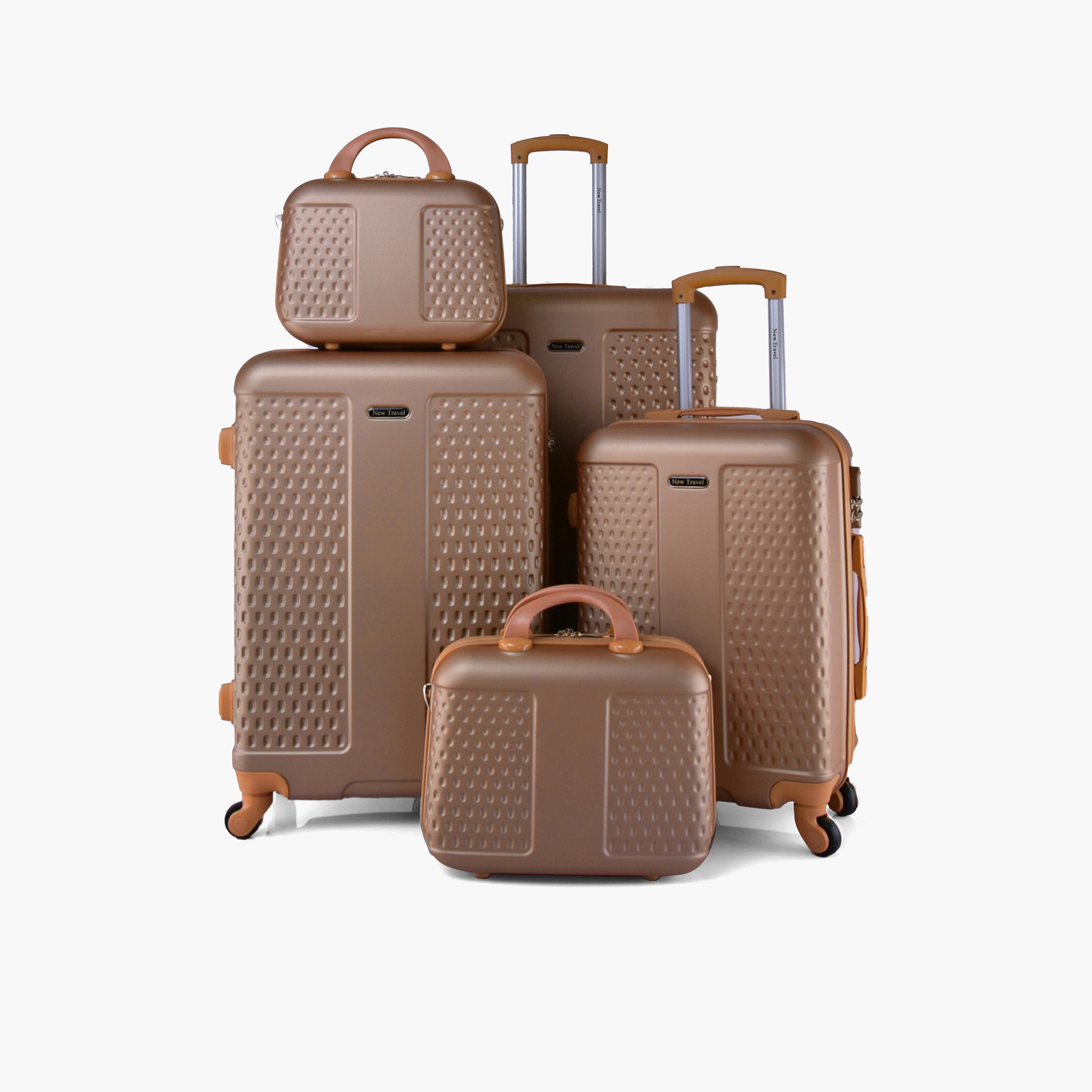 New Travel Set of 5 ABS Hardcase 4-Wheeler Spinner Trolley Bag with Combination Lock | CS005/5P-travel-luggagesandbags-luggage-image-1