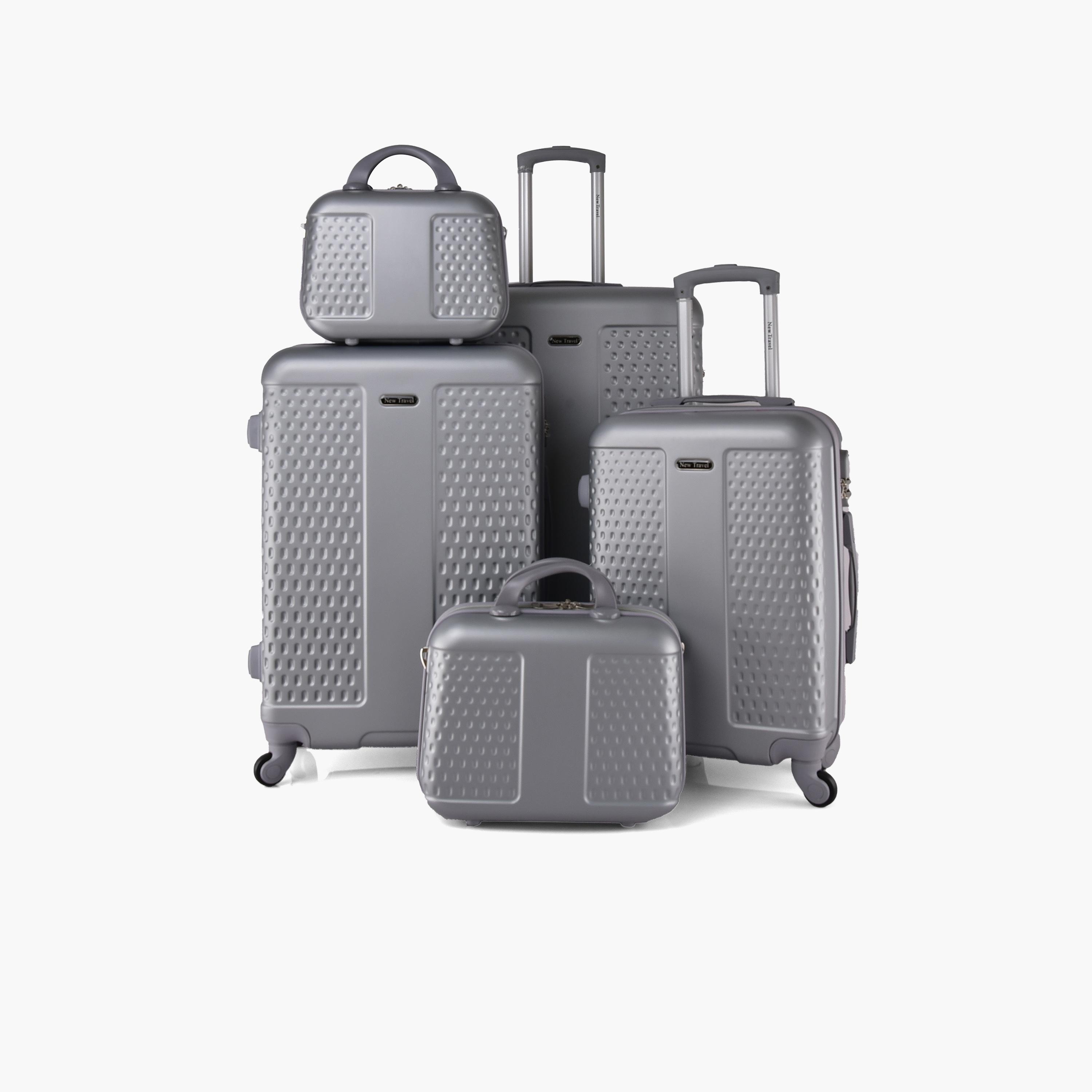 New Travel Set of 5 ABS Hardcase 4-Wheeler Spinner Trolley Bag with Combination Lock | CS005/5P-travel-luggagesandbags-luggage-image-1