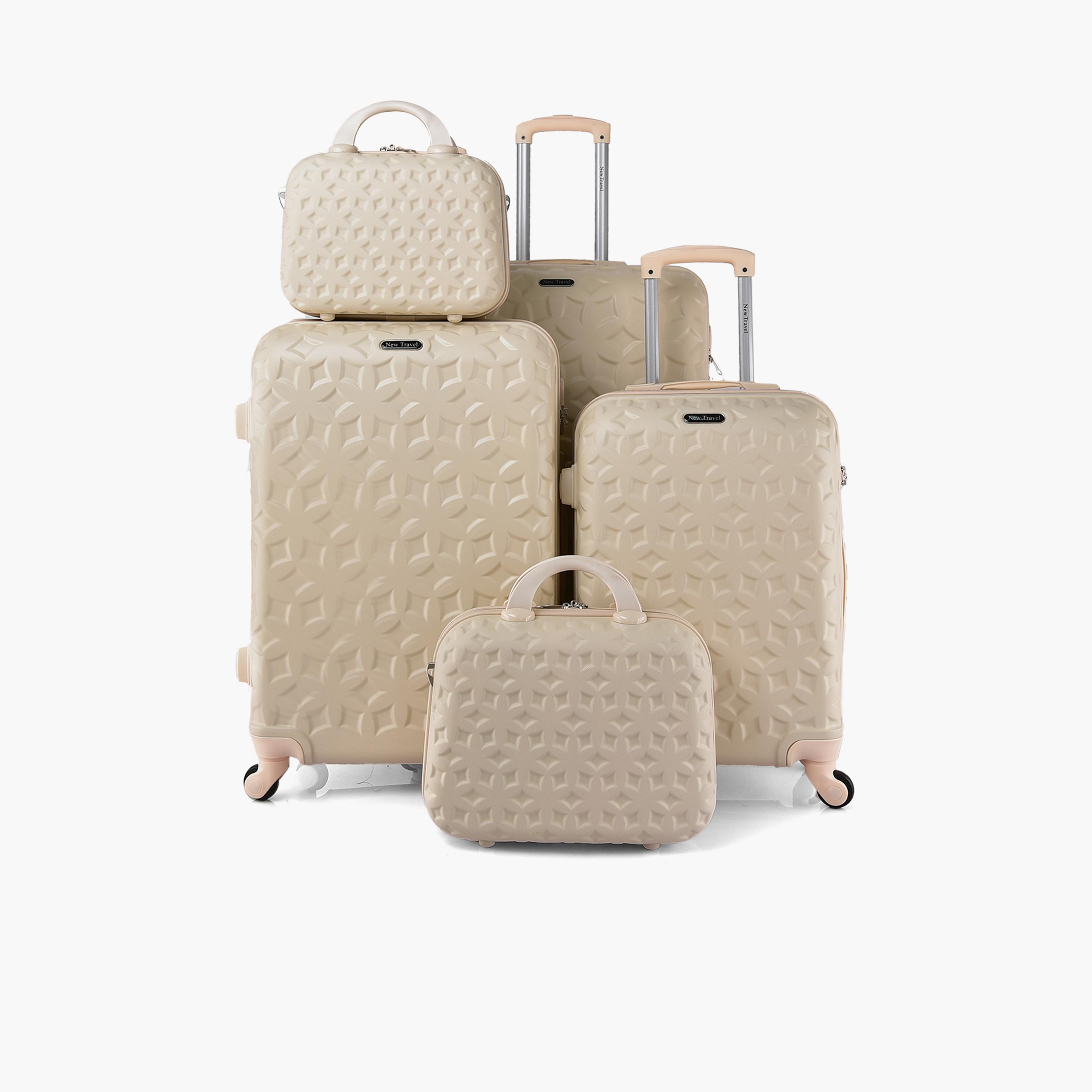 New Travel Set of 5 ABS Hardcase 4-Wheeler Spinner Trolley Bag with Combination Lock | CS006/5P-travel-luggagesandbags-luggage-image-1