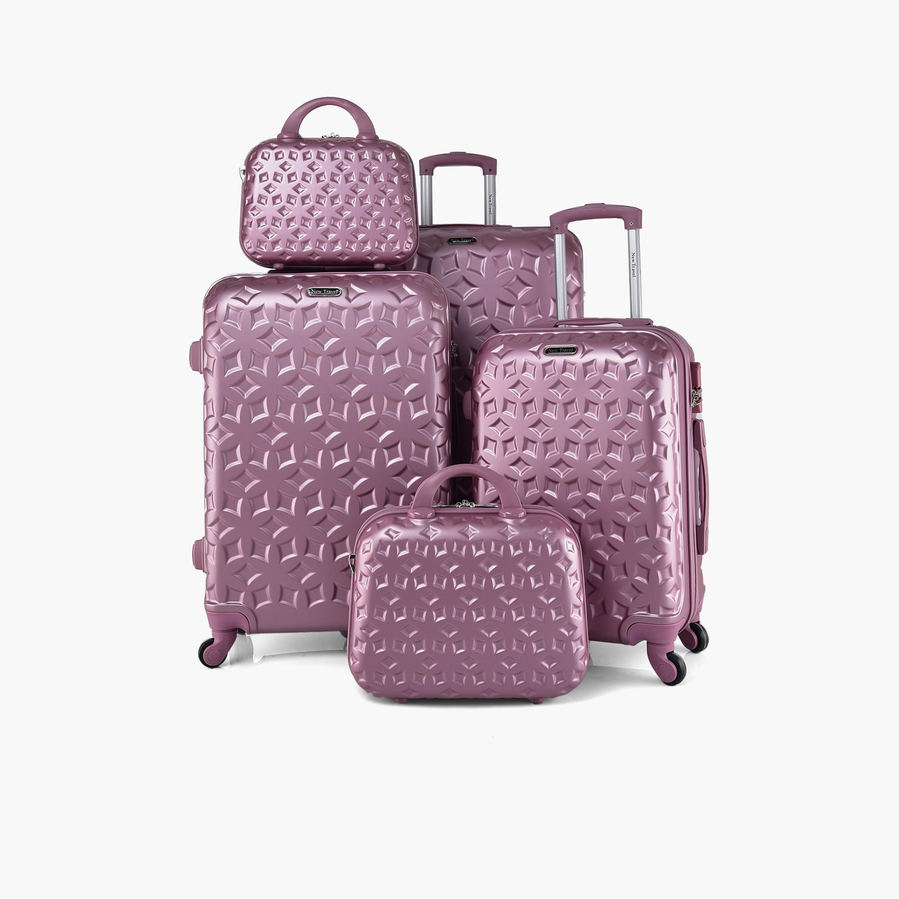 New Travel Set of 5 ABS Hardcase 4-Wheeler Spinner Trolley Bag with Combination Lock | CS006/5P-travel-luggagesandbags-luggage-image-1