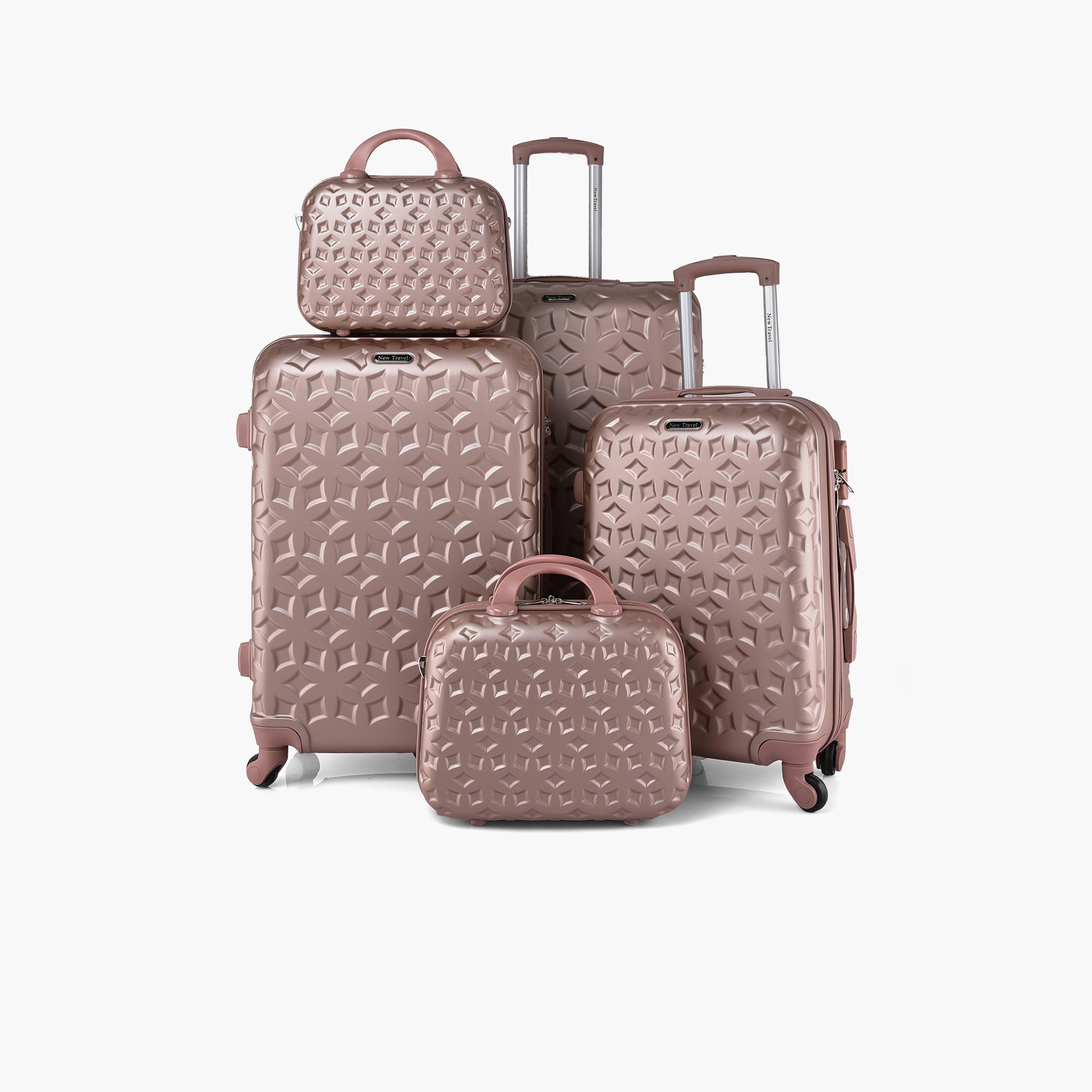 New Travel Set of 5 ABS Hardcase 4-Wheeler Spinner Trolley Bag with Combination Lock | CS006/5P-travel-luggagesandbags-luggage-image-1