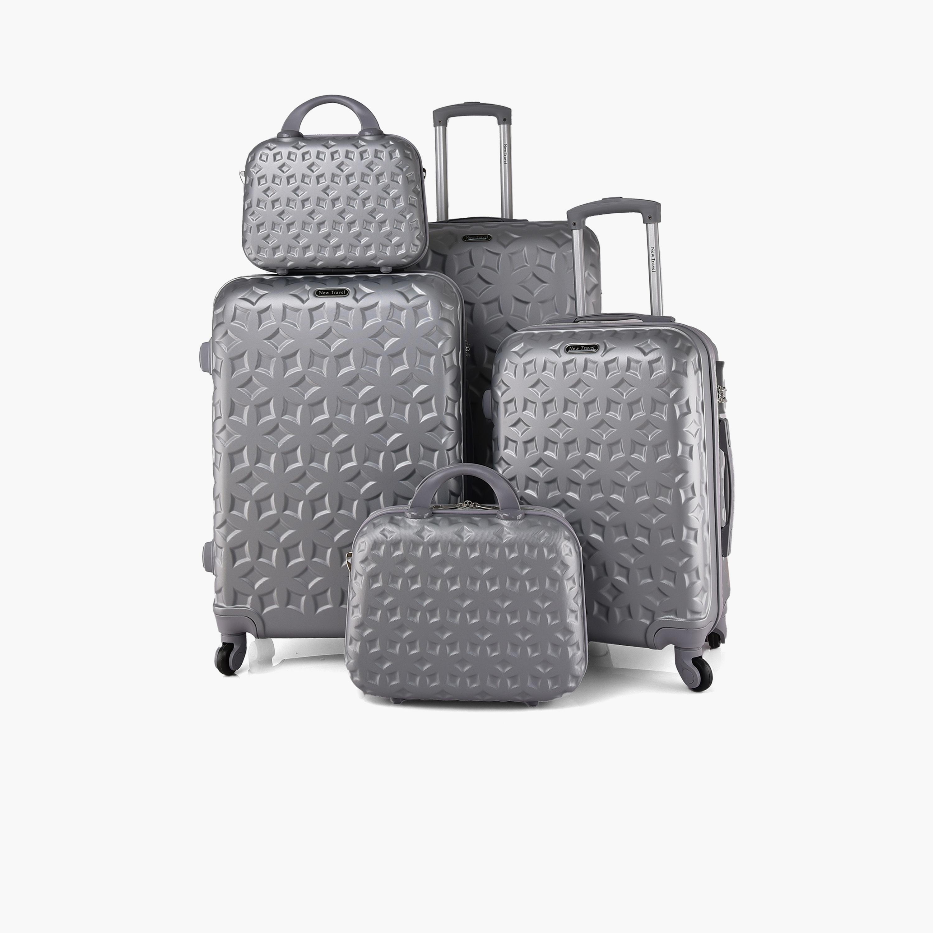 New Travel Set of 5 ABS Hardcase 4-Wheeler Spinner Trolley Bag with Combination Lock | CS006/5P-travel-luggagesandbags-luggage-image-1