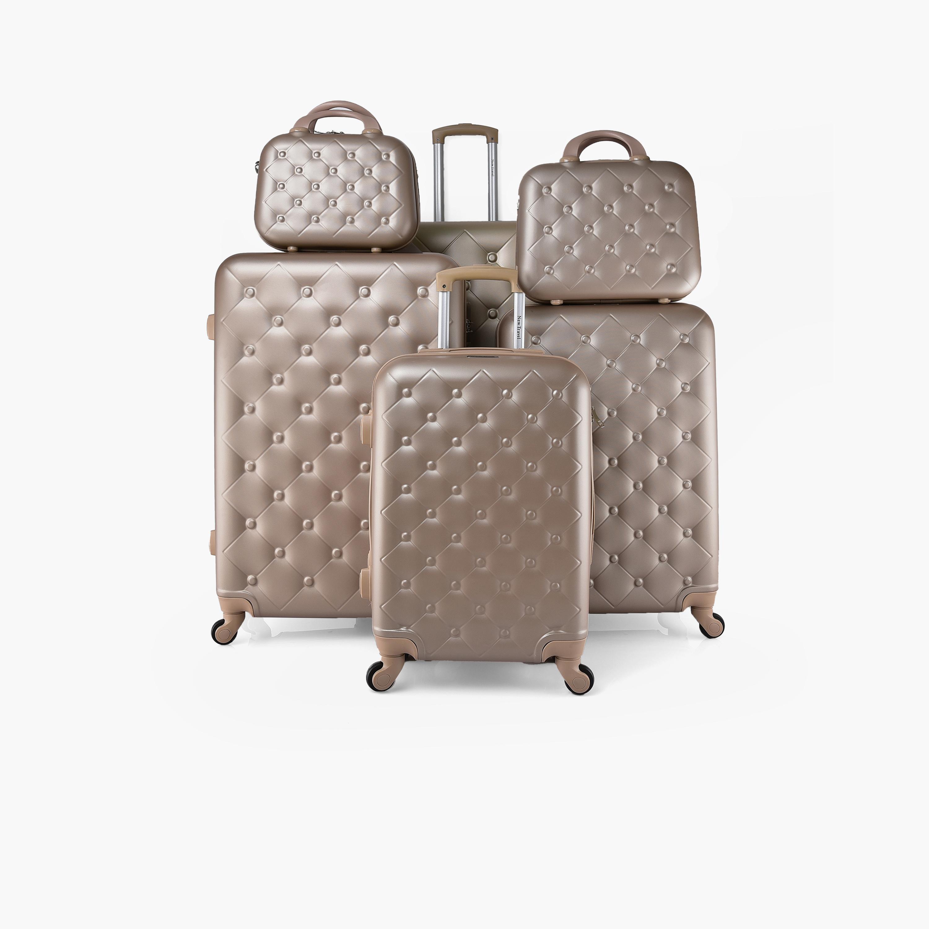 New Travel Set of 6 ABS Hardcase 4-Wheeler Spinner Trolley Bag with Combination Lock | CS007/6P-travel-luggagesandbags-luggage-image-1