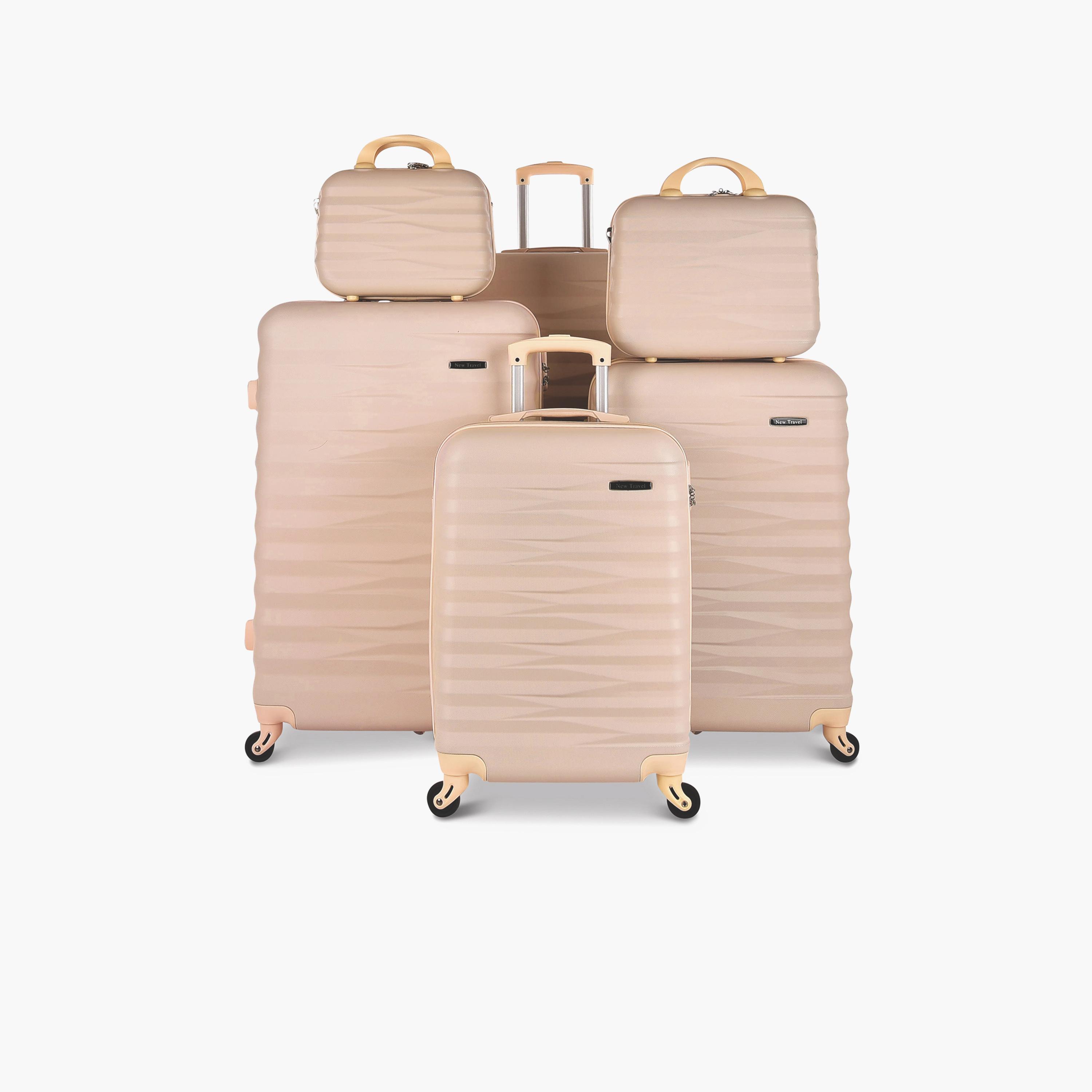 New Travel Set of 6 ABS Hardcase 4-Wheeler Spinner Trolley Bag with Combination Lock | K1910/6P-travel-luggagesandbags-luggage-image-1