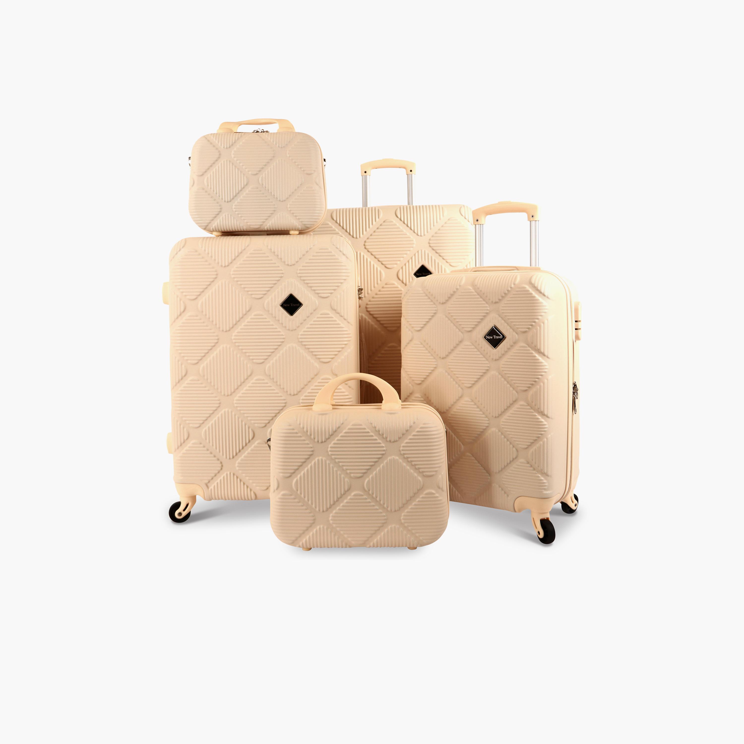 New Travel Set of 5 ABS Hardcase 4-Wheeler Spinner Trolley Bag with Combination Lock | K2219/5P-travel-luggagesandbags-luggage-image-1