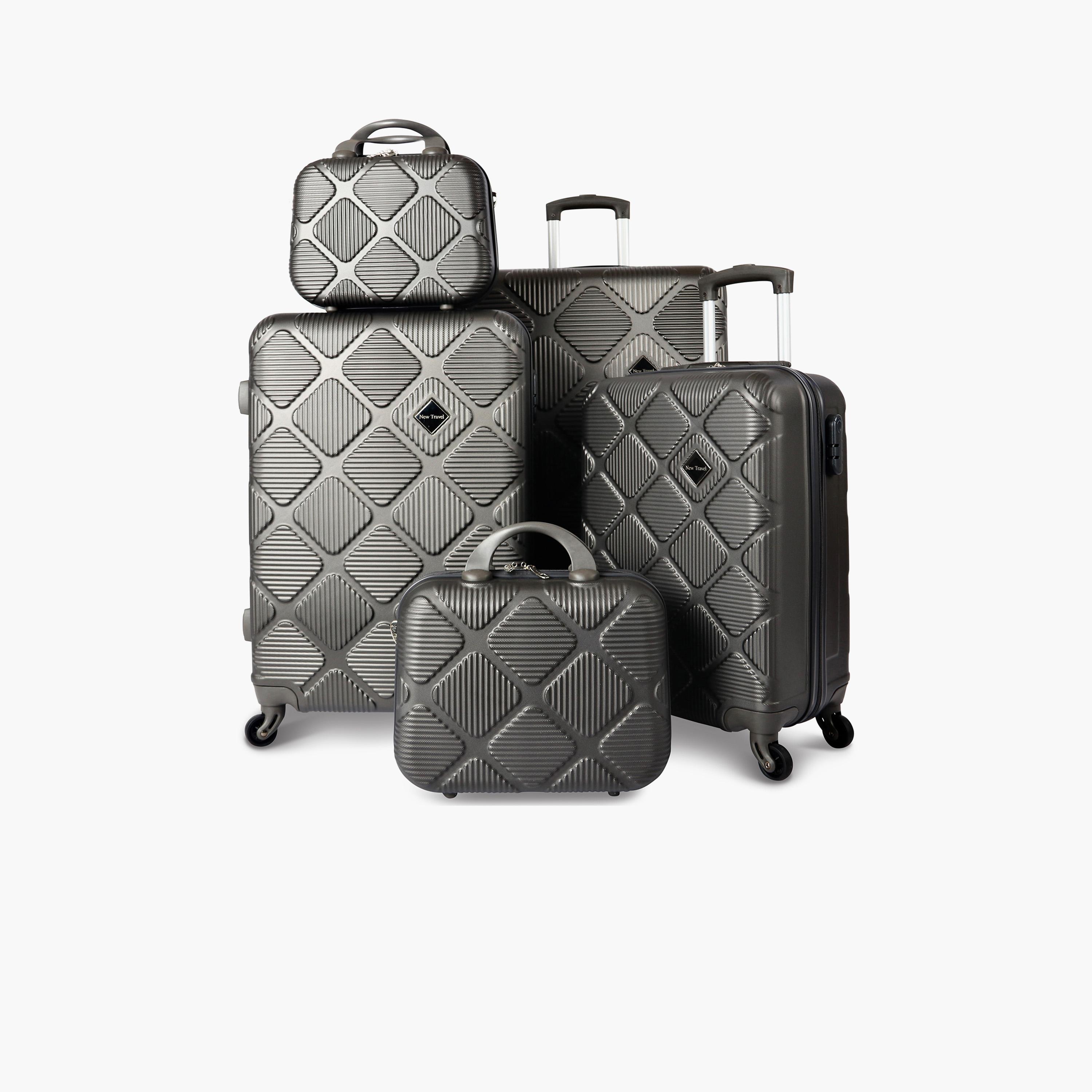New Travel Set of 5 ABS Hardcase 4-Wheeler Spinner Trolley Bag with Combination Lock | K2219/5P-travel-luggagesandbags-luggage-image-1