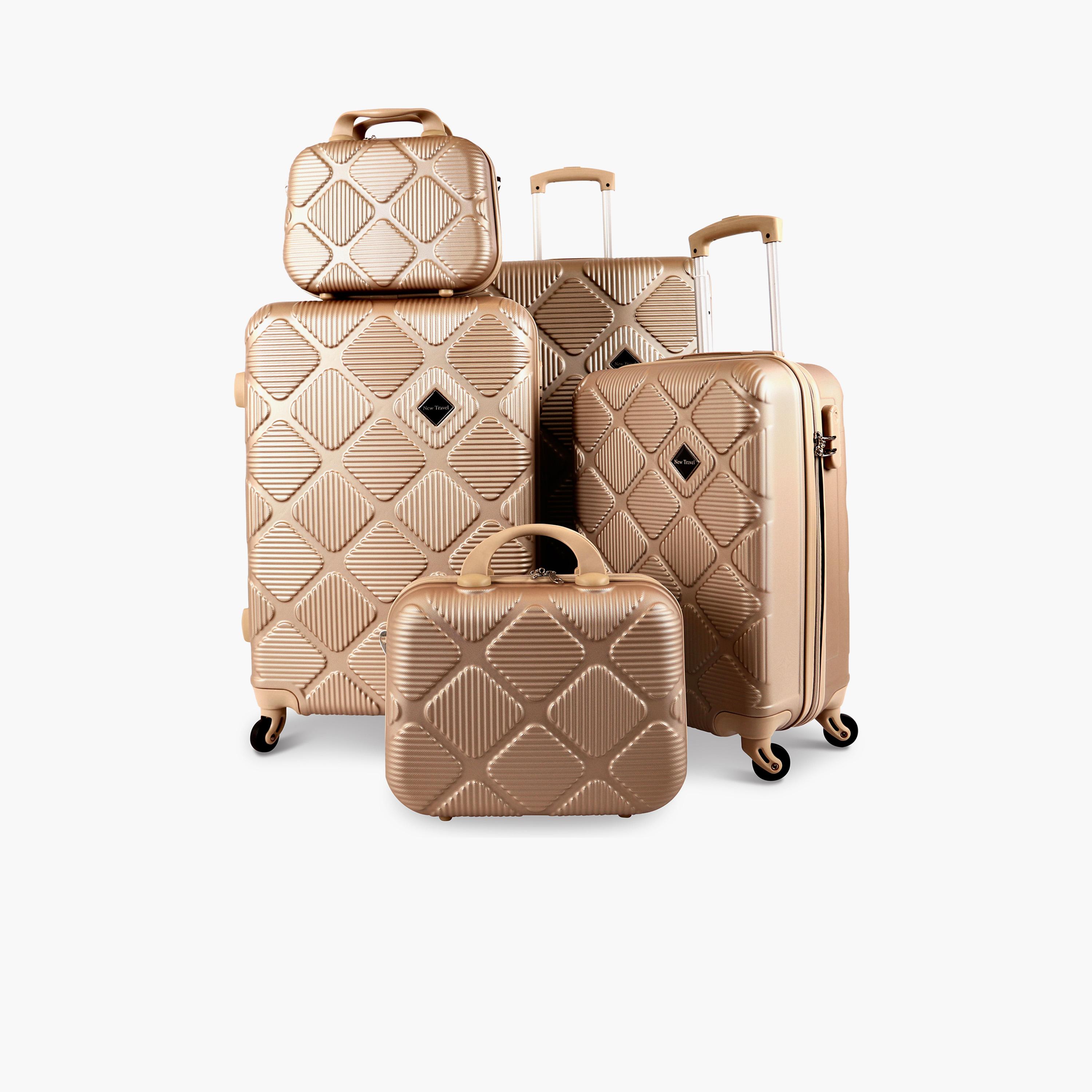 New Travel Set of 5 ABS Hardcase 4-Wheeler Spinner Trolley Bag with Combination Lock | K2219/5P-travel-luggagesandbags-luggage-image-1
