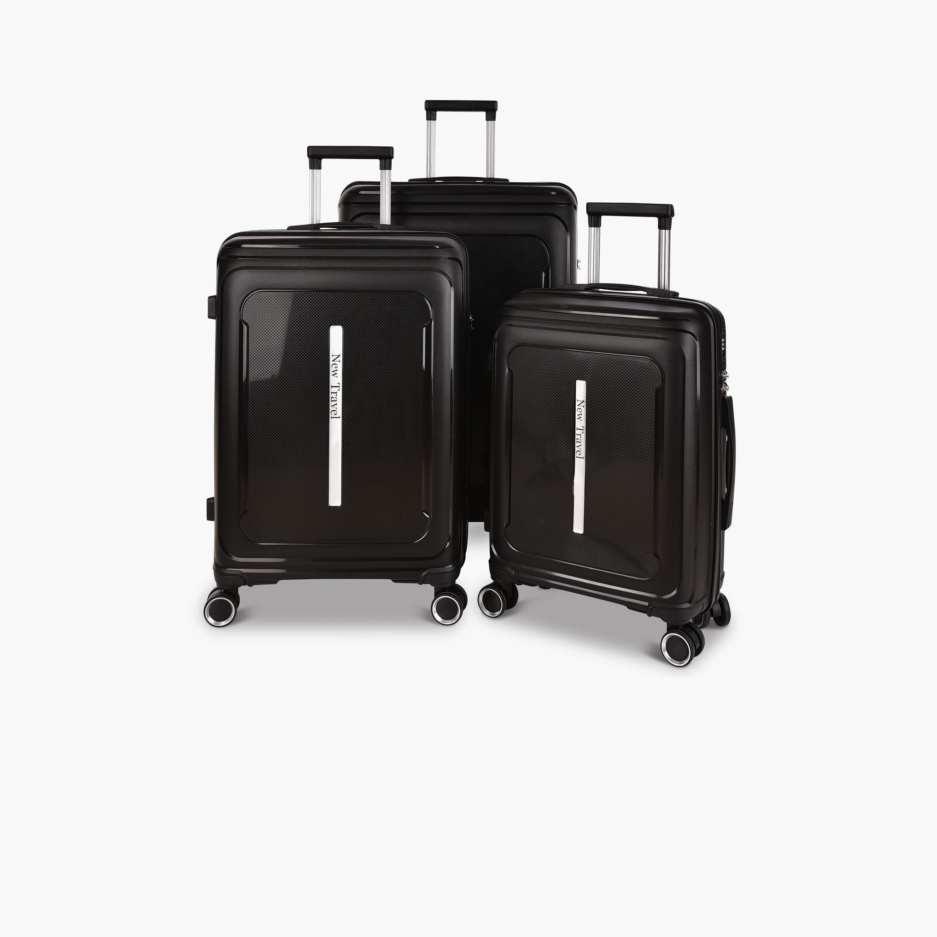 New Travel Set of 3 Polypropylene Hardcase 4-Wheeler Spinner Trolley Bag with Combination Lock | PP03/3P-travel-luggagesandbags-luggage-image-1