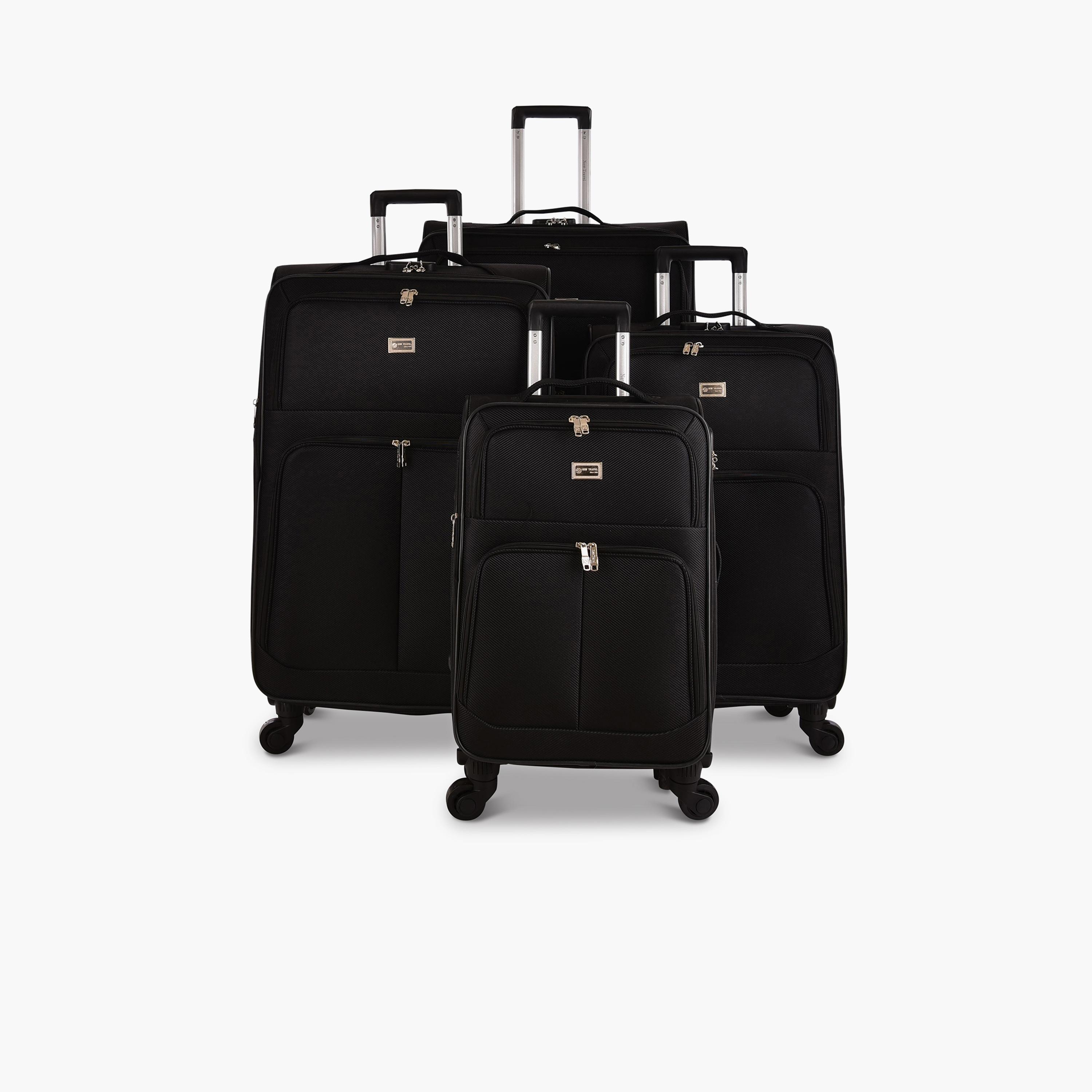 New Travel Set of 4 Textile Softcase 4-Wheeler Spinner Trolley Bag with Combination Lock | RT1909/4P (4w / Pvc)-travel-luggagesandbags-luggage-image-1