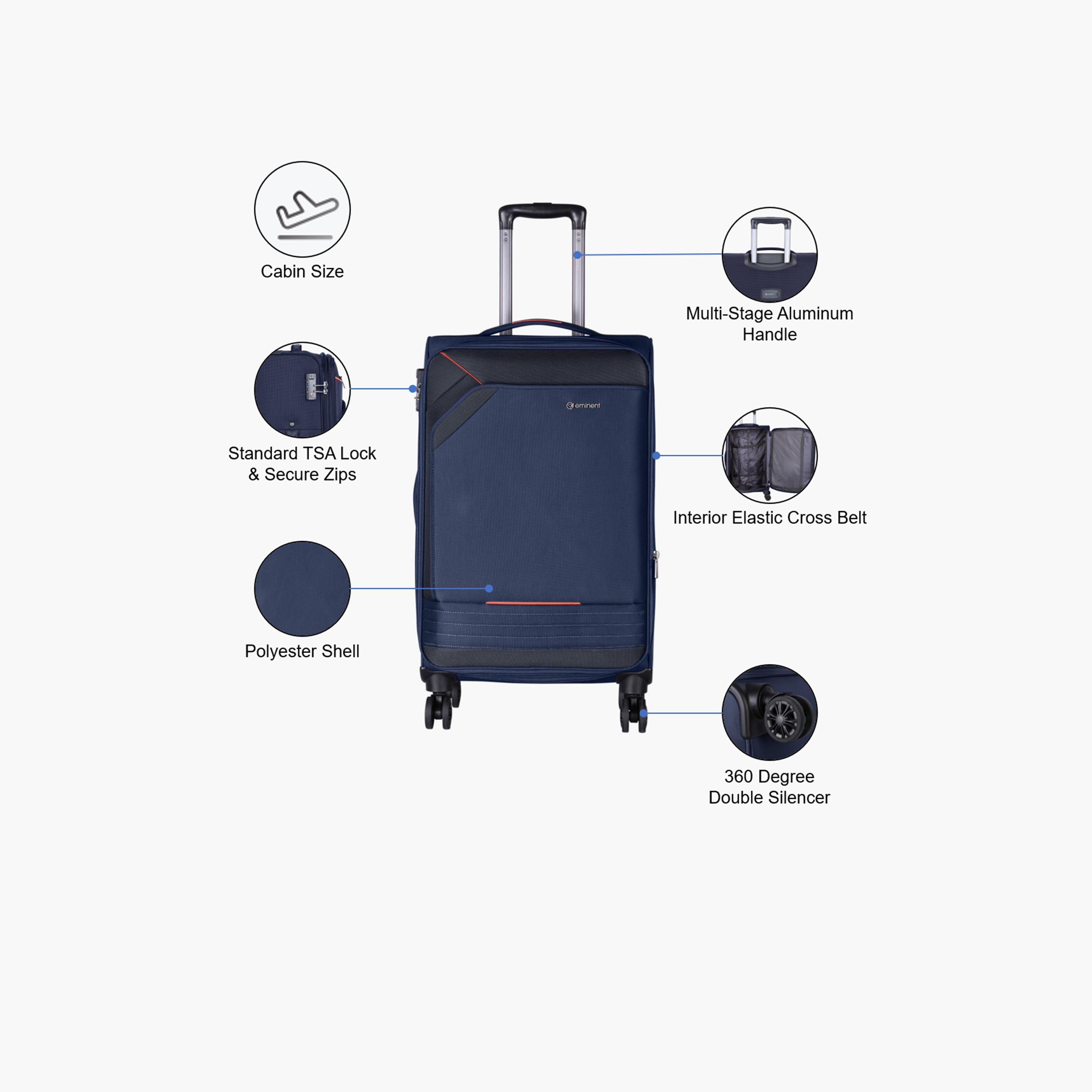 إميننت- شنطة سفر بوليستر  هيكل طري مقاس 51 سم بأربع عجلات مزدوجة دوارة من ال  | E777SZ-20-travel-luggagesandbags-luggage-image-3