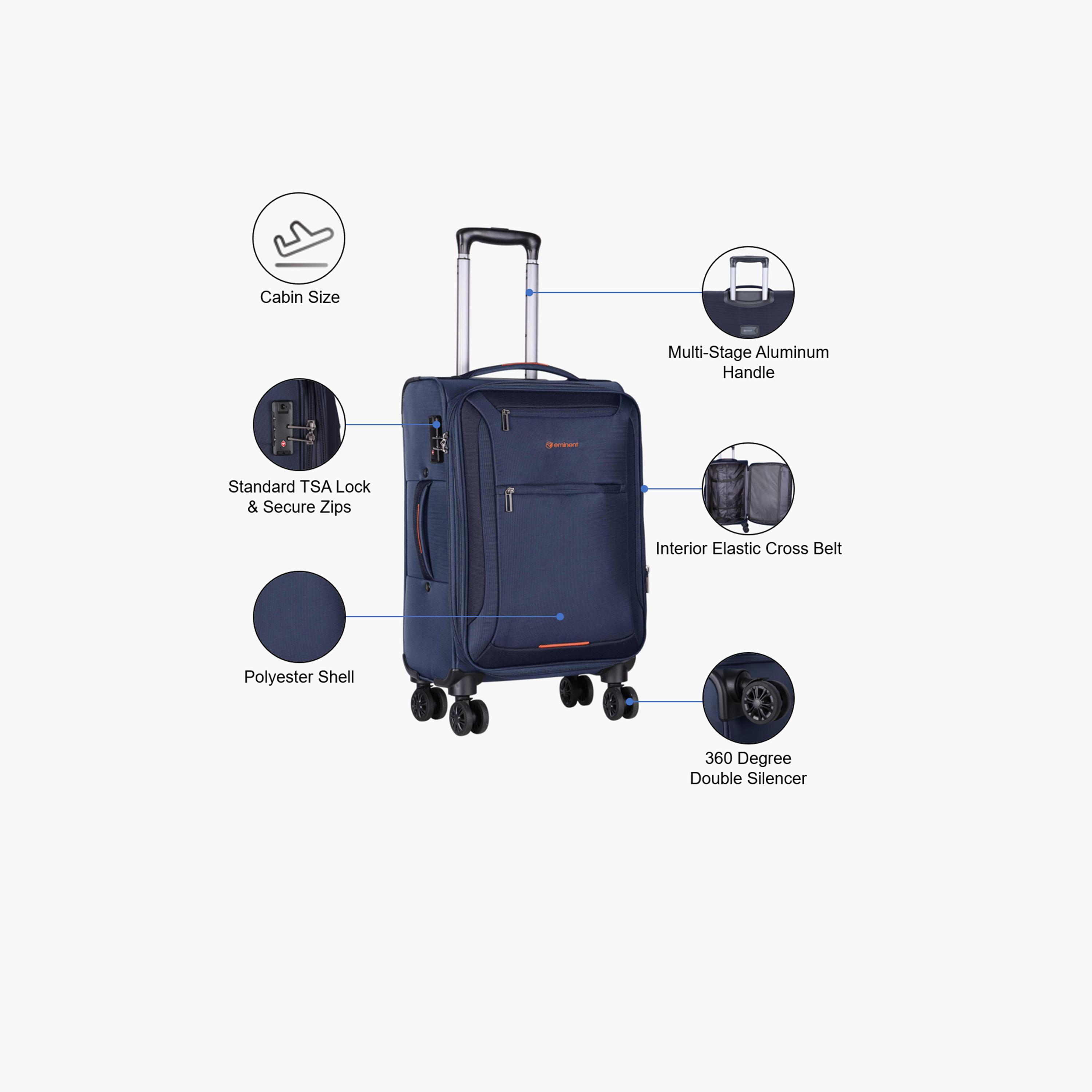 Eminent 51 CM Cabin Polyester Soft Case 4-Wheeler Spinner Trolley Bag with TSA Lock | E751SZ-20-travel-luggagesandbags-luggage-image-3