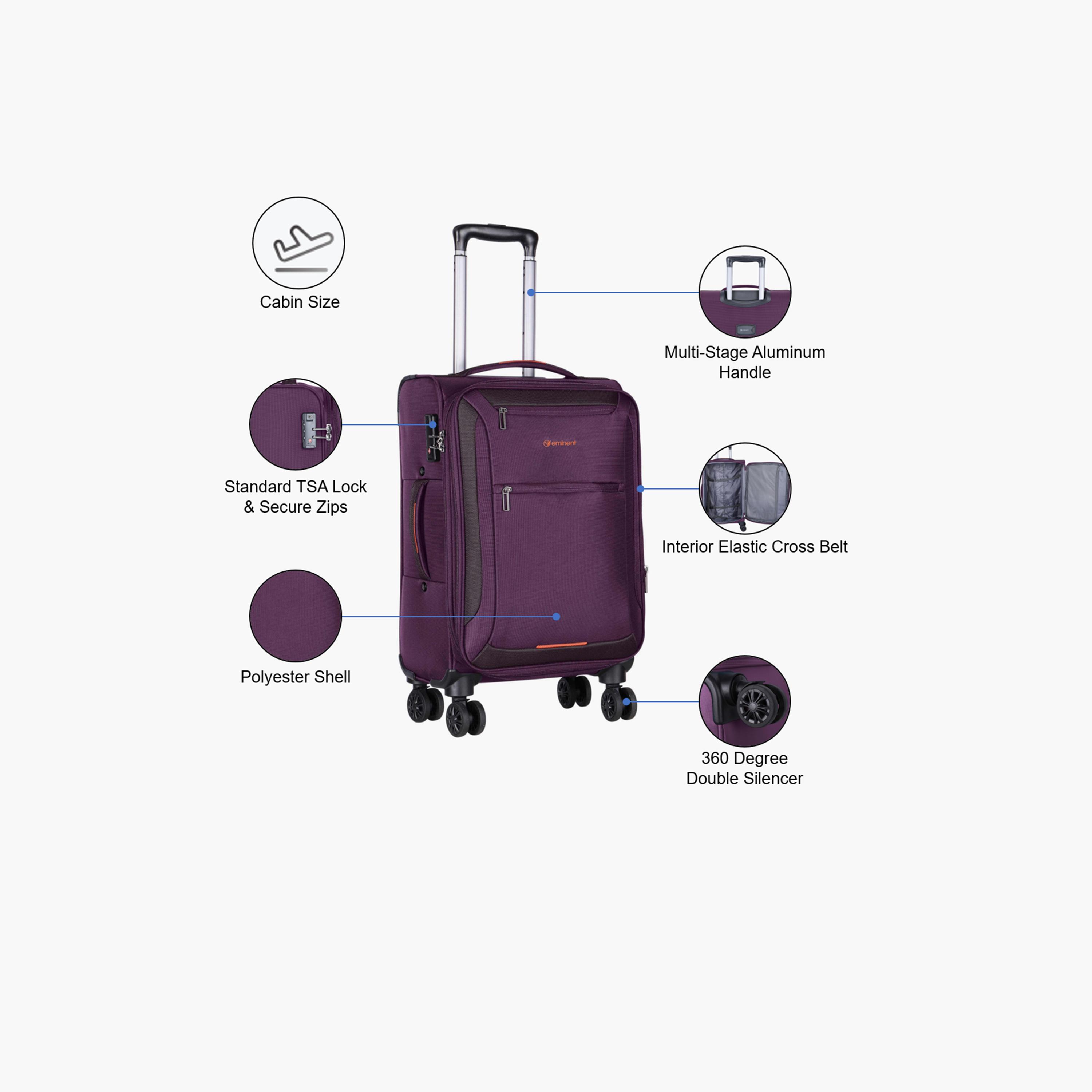 Eminent 51 CM Cabin Polyester Soft Case 4-Wheeler Spinner Trolley Bag with TSA Lock | E751SZ-20-travel-luggagesandbags-luggage-image-3