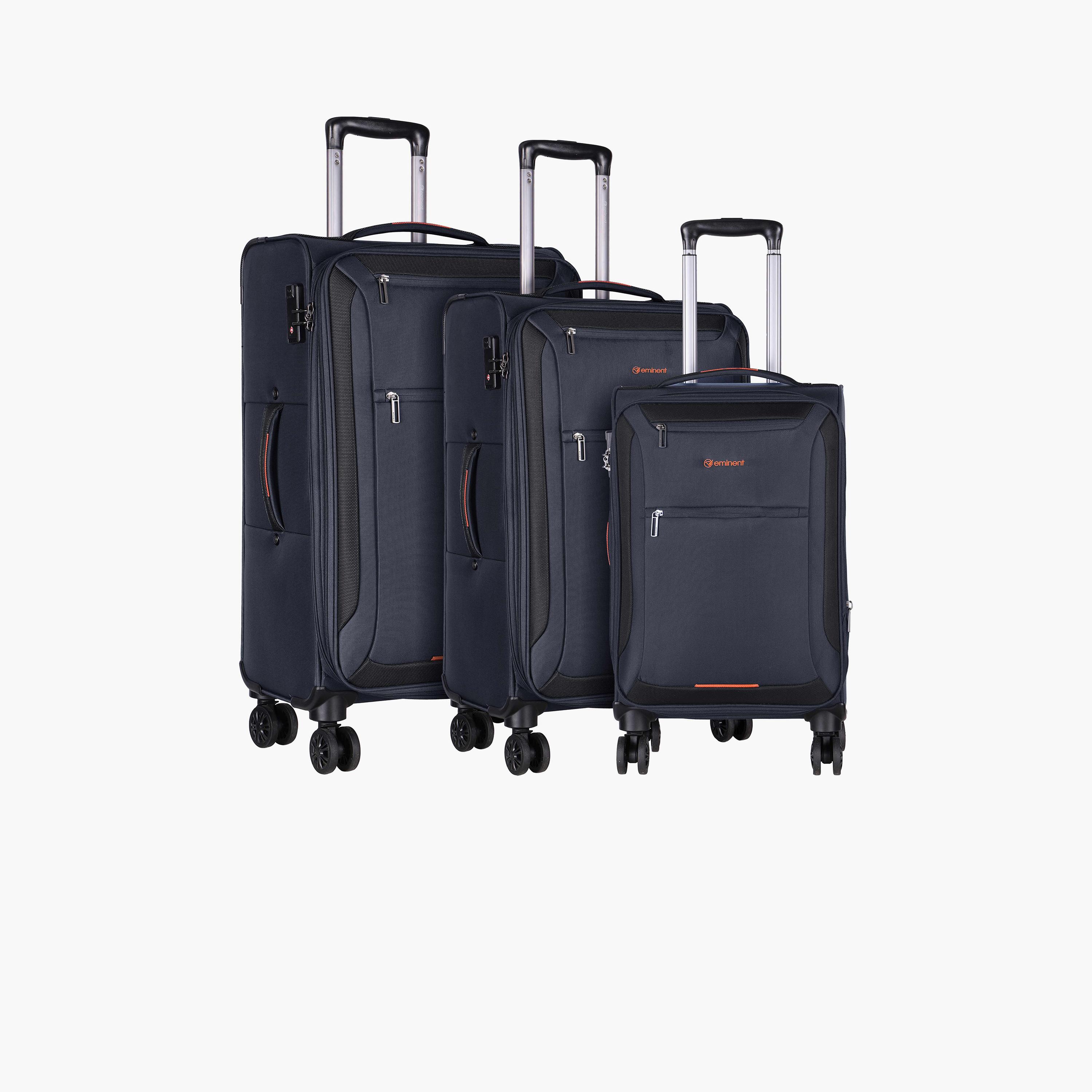 Eminent Set of 3 Soft Case 4-Wheeler Spinner Trolley Bag with TSA Lock | E751SZ-3-travel-luggagesandbags-luggage-image-1