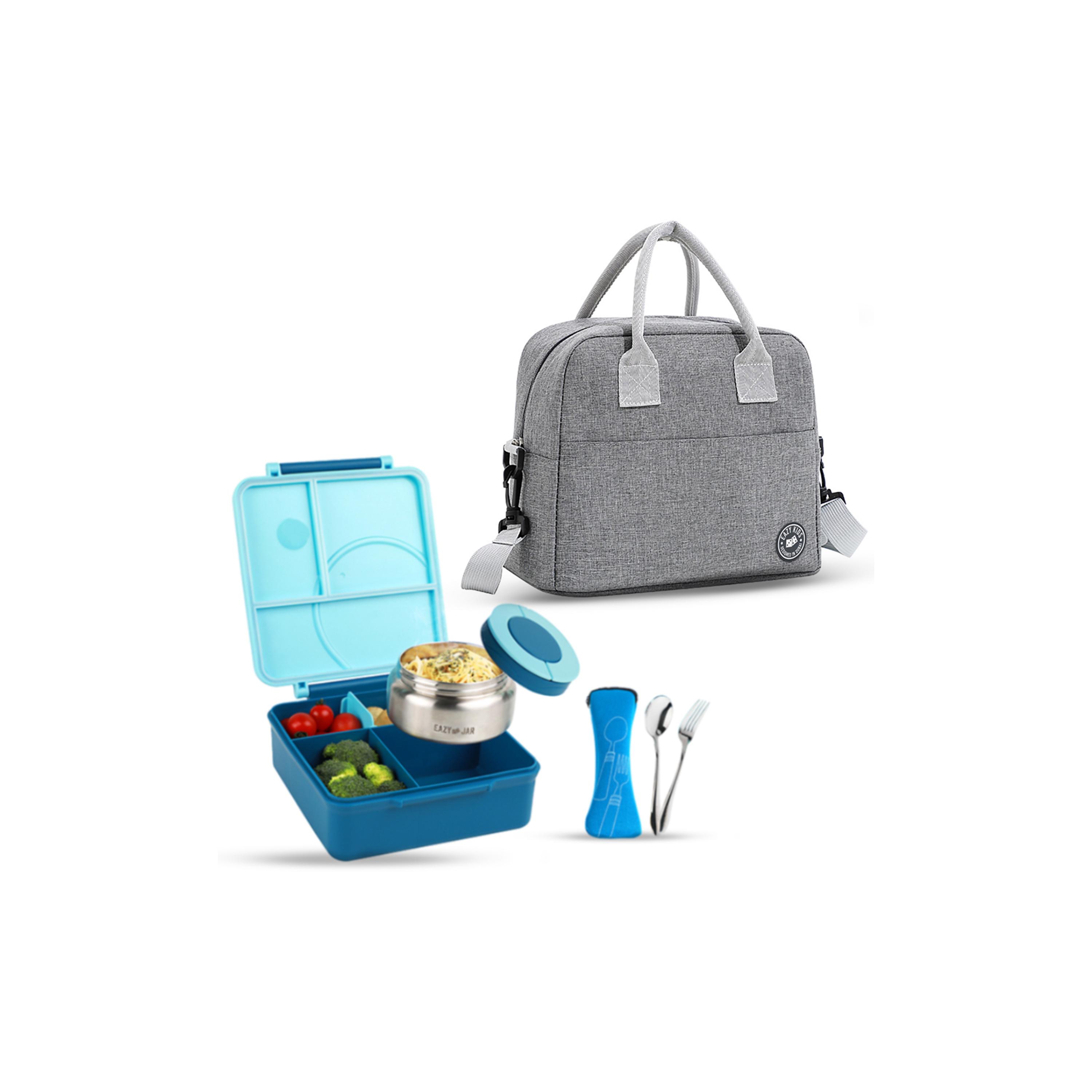 Eazy Kids Jumbo Bento Lunch Box, Lunch Bag, Food Jar with Cutlery Set-school-lunchessentials-lunchboxes-image-1