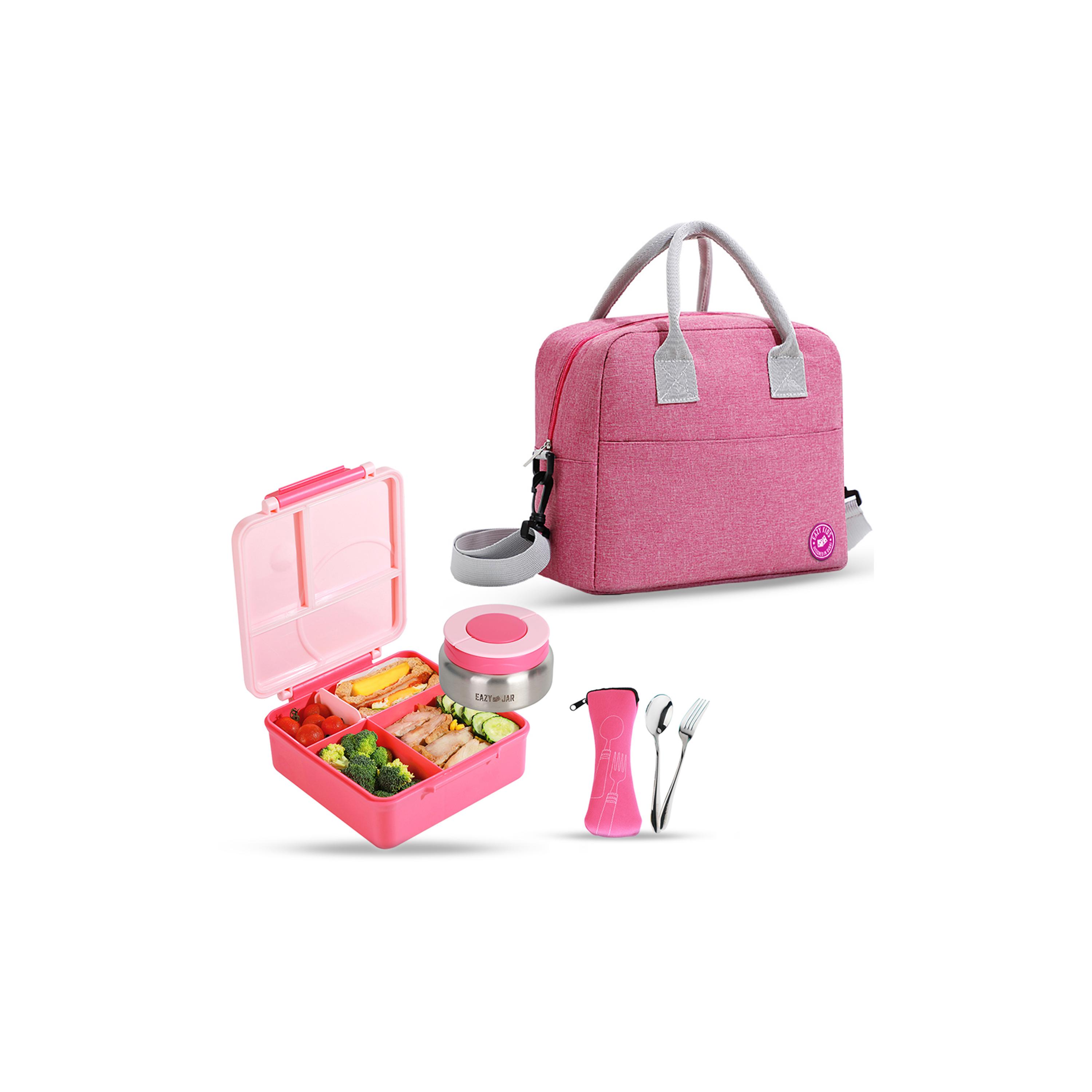 Eazy Kids Jumbo Bento Lunch Box, Lunch Bag, Food Jar with Cutlery Set-school-lunchessentials-lunchboxes-image-1