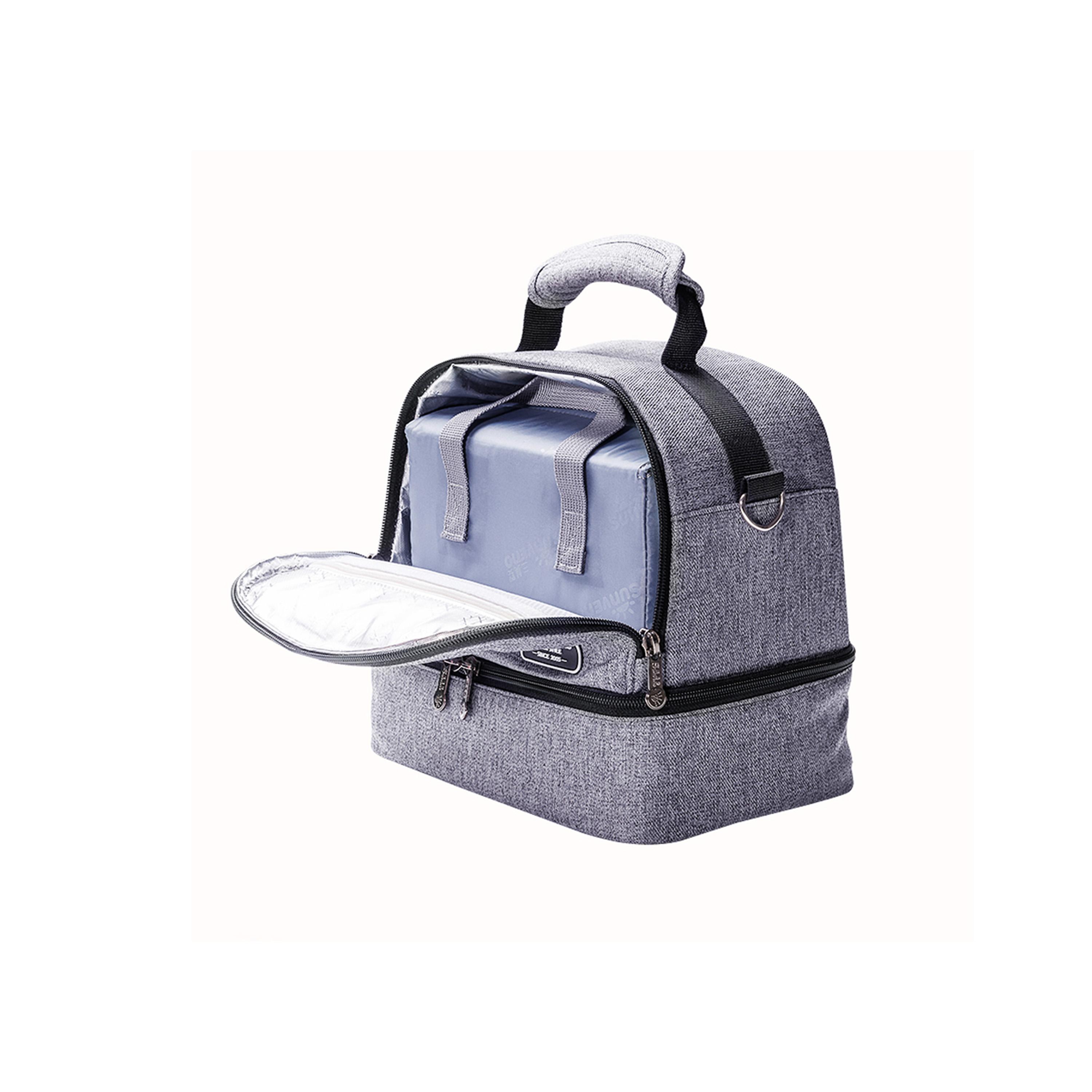 Sunveno Insulated Lunch Bag with 4-Piece Penguin Ice Pack Set - Grey-school-lunchessentials-lunchbags-image-4