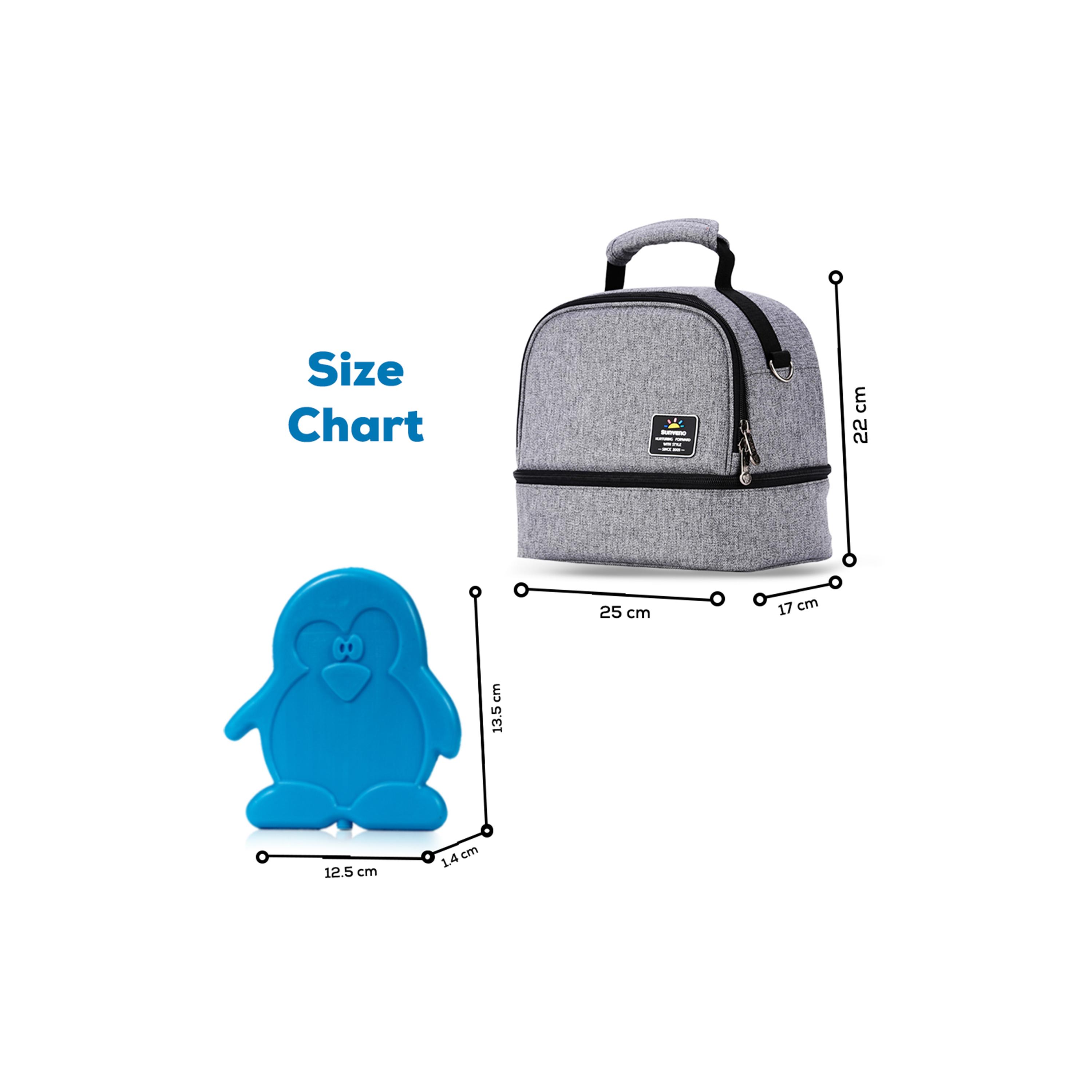 Sunveno Insulated Lunch Bag with 4-Piece Penguin Ice Pack Set - Grey-school-lunchessentials-lunchbags-image-8