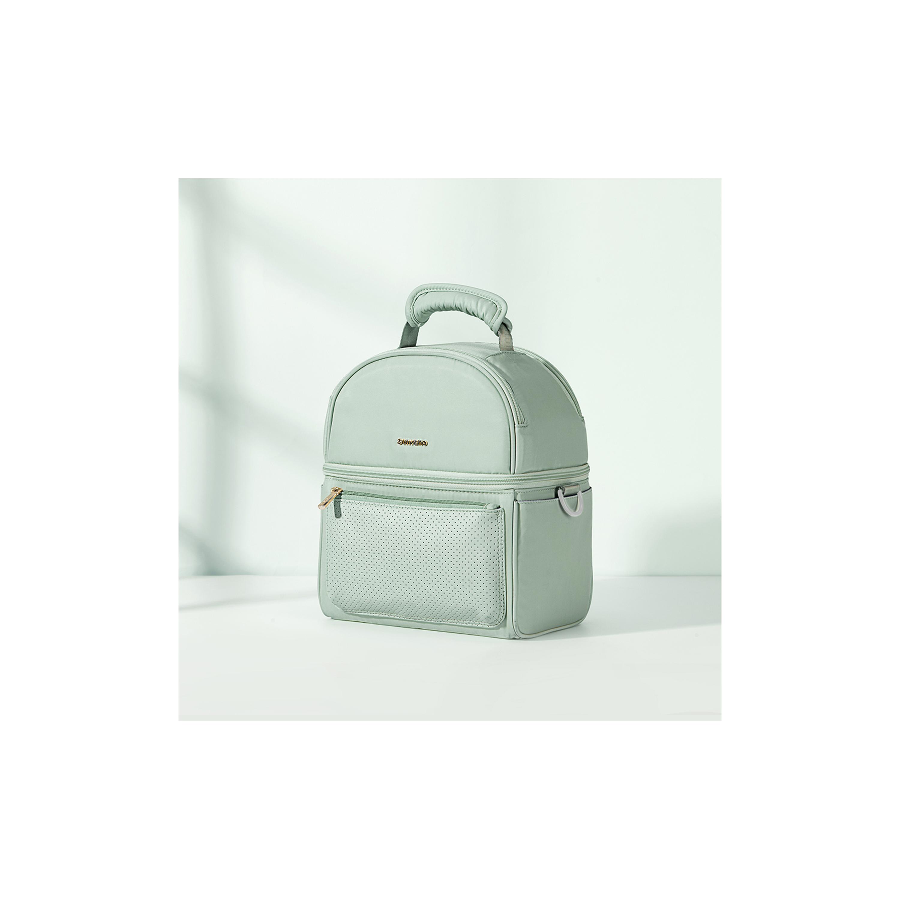 حقيبة غداء معزولة مع صندوق حراري ومجموعة أكياس ثلج مكونة من 4 قطع من صنفينو - قرش - أخضر-school-lunchessentials-lunchbags-image-6