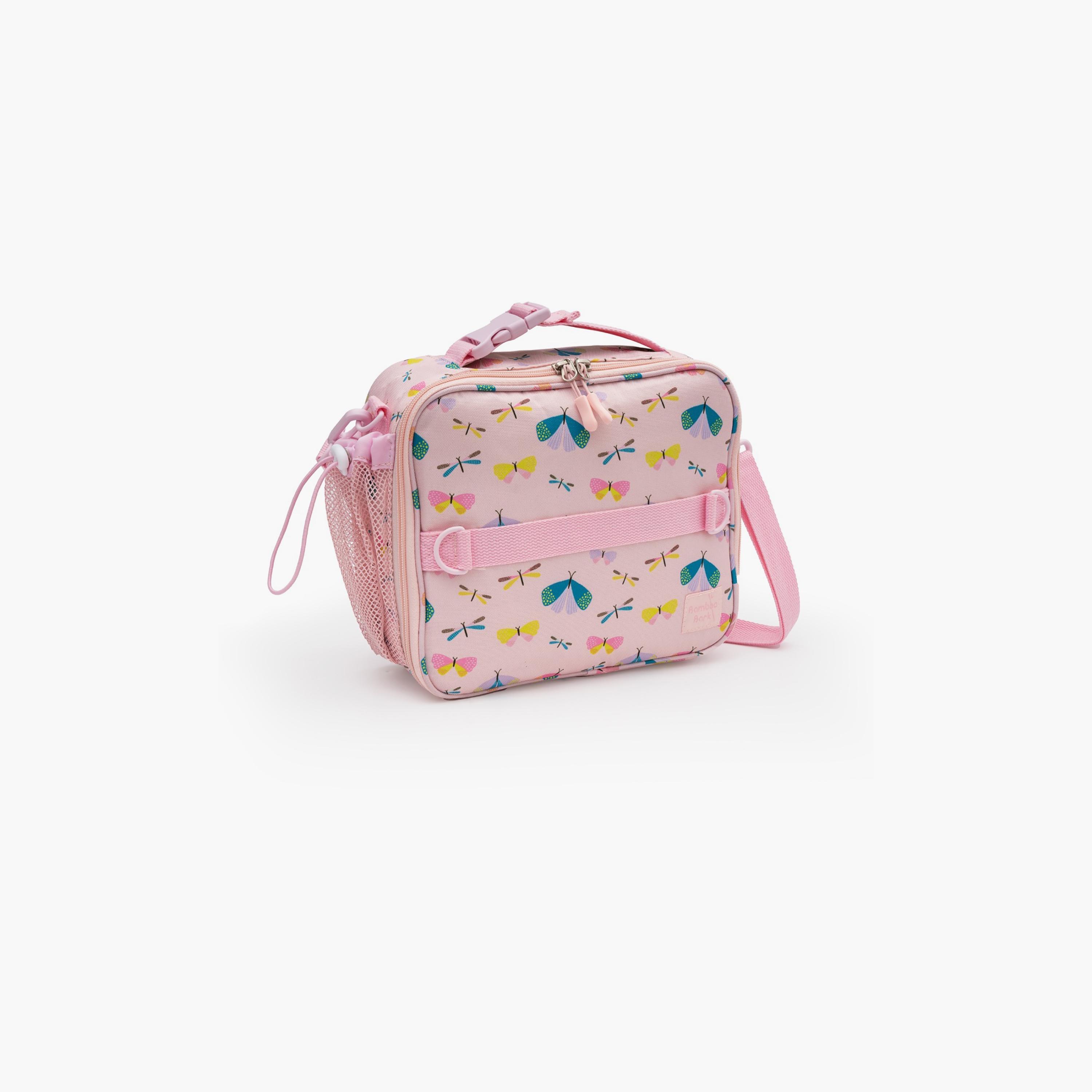 Bamboo Bark Butterfly Printed Lunch Bag - Pink-school-lunchessentials-lunchbags-image-1