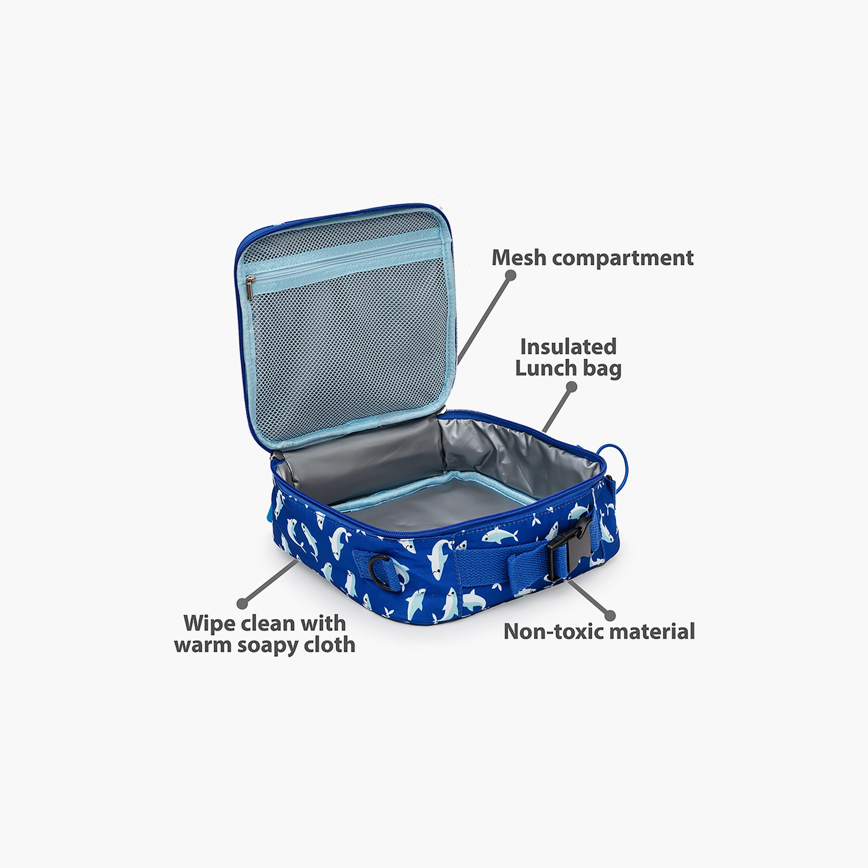 Bamboo Bark Shark Printed Lunch Bag - Blue-school-lunchessentials-lunchbags-image-5