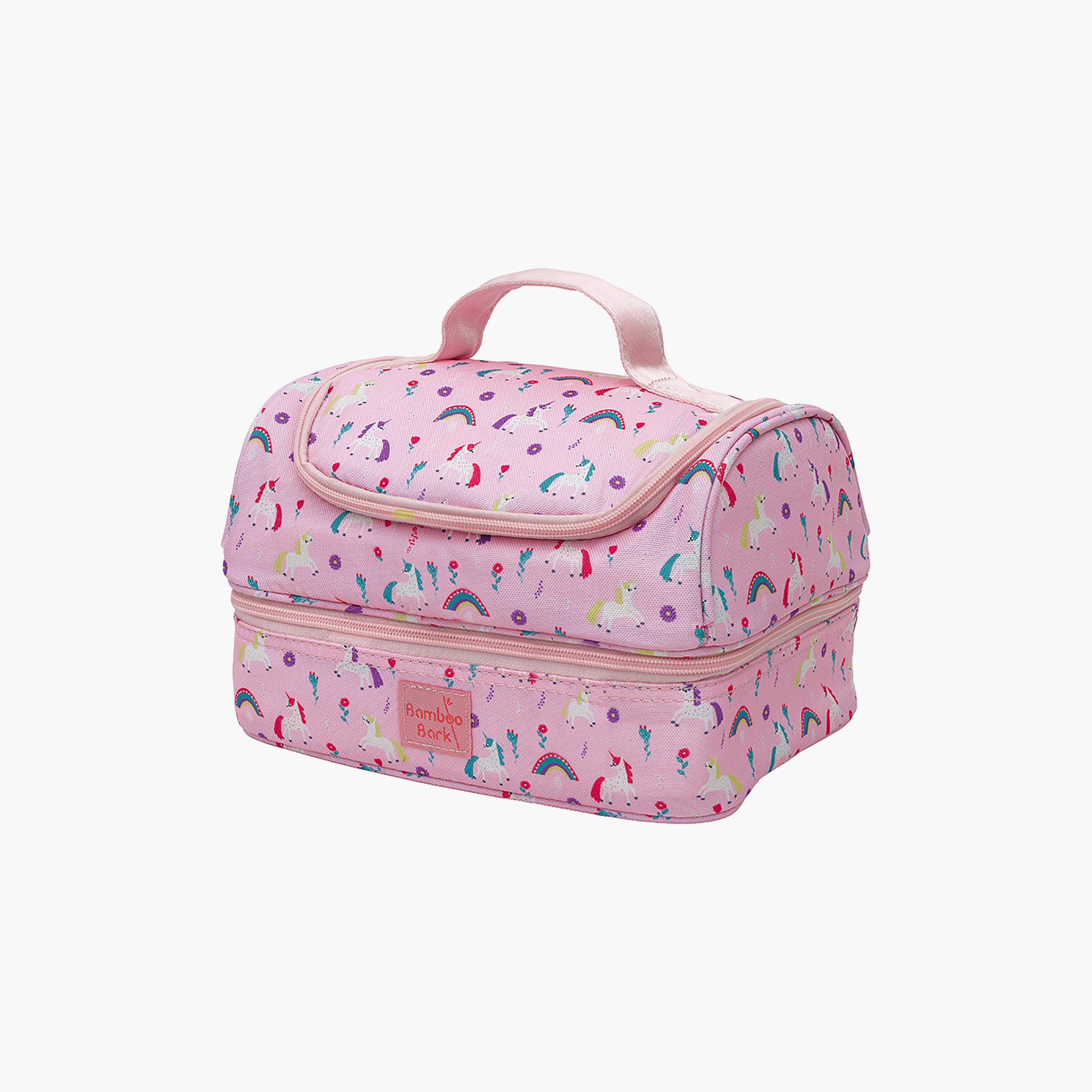 Bamboo Bark Unicorn Printed Lunch Bag - Pink-school-lunchessentials-lunchbags-image-1