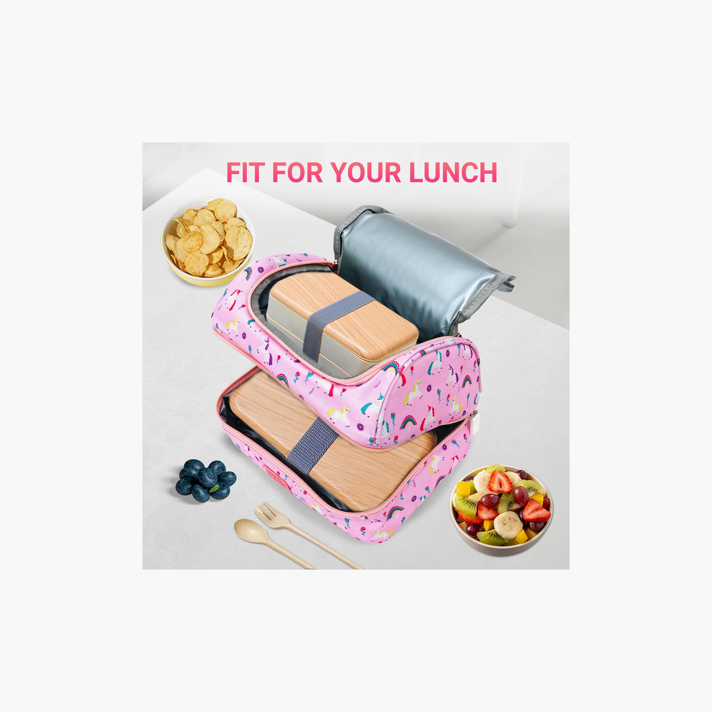 Bamboo Bark Unicorn Printed Lunch Bag - Pink-school-lunchessentials-lunchbags-image-3