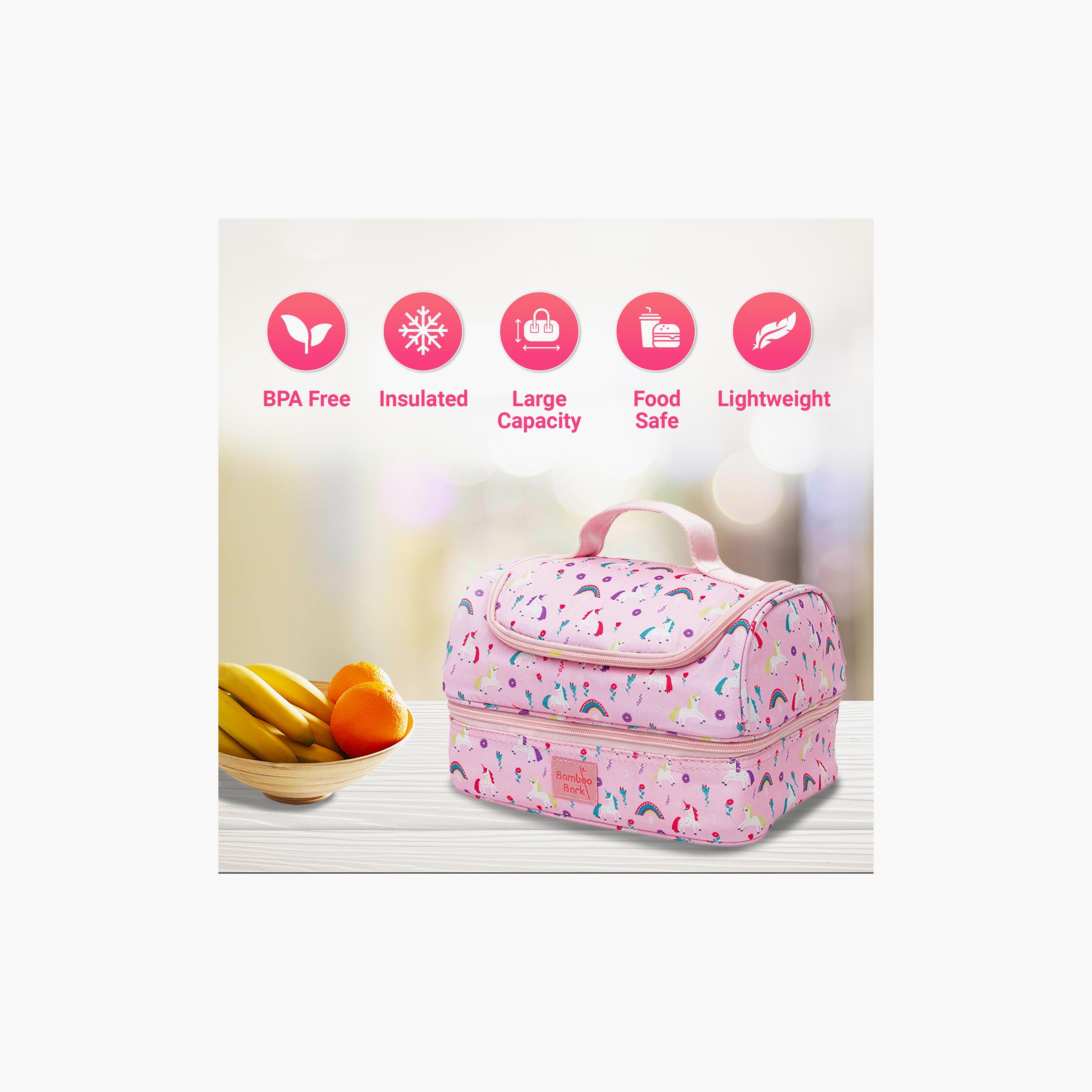 Bamboo Bark Unicorn Printed Lunch Bag - Pink-school-lunchessentials-lunchbags-image-4