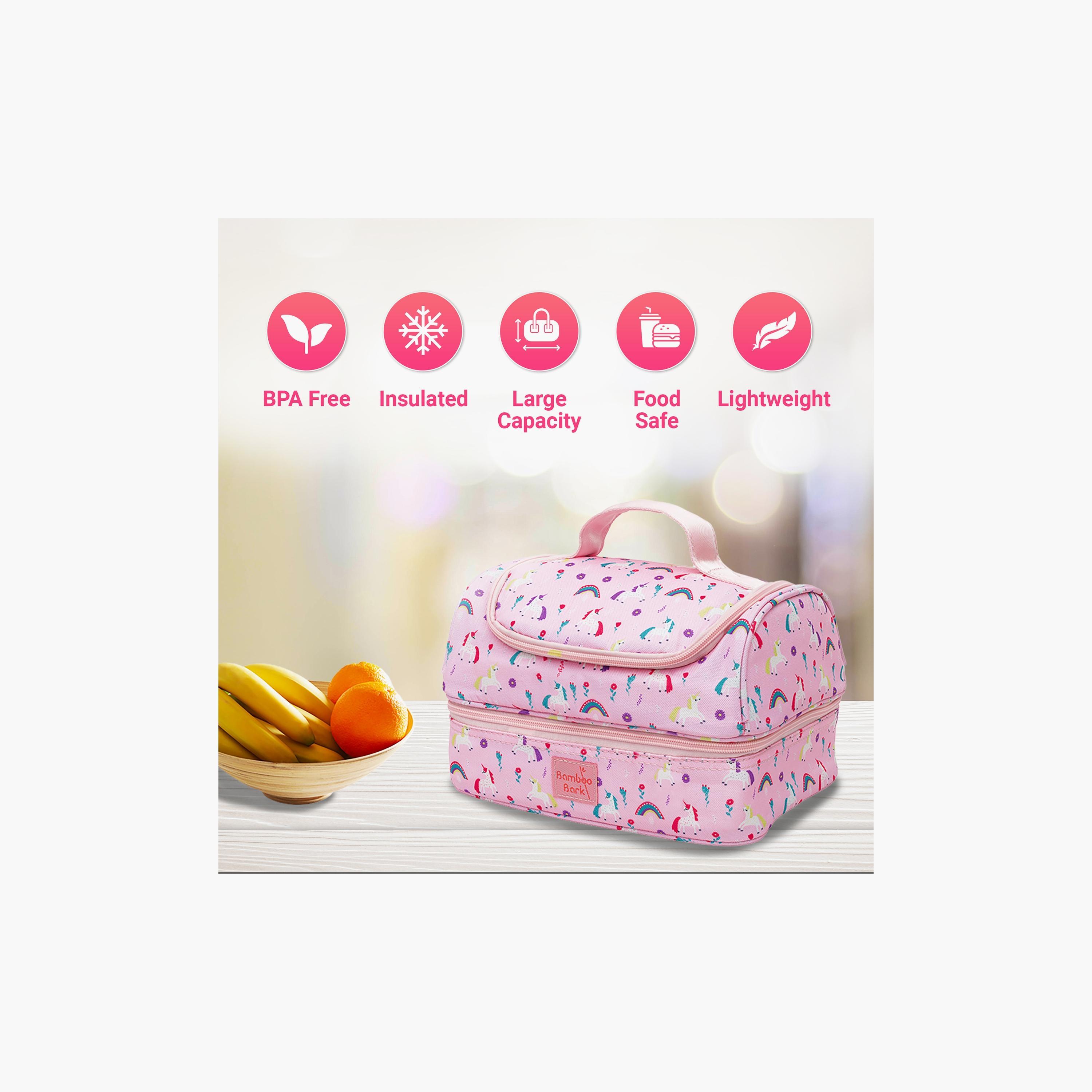Bamboo Bark Unicorn Printed Lunch Bag - Pink-school-lunchessentials-lunchbags-image-4